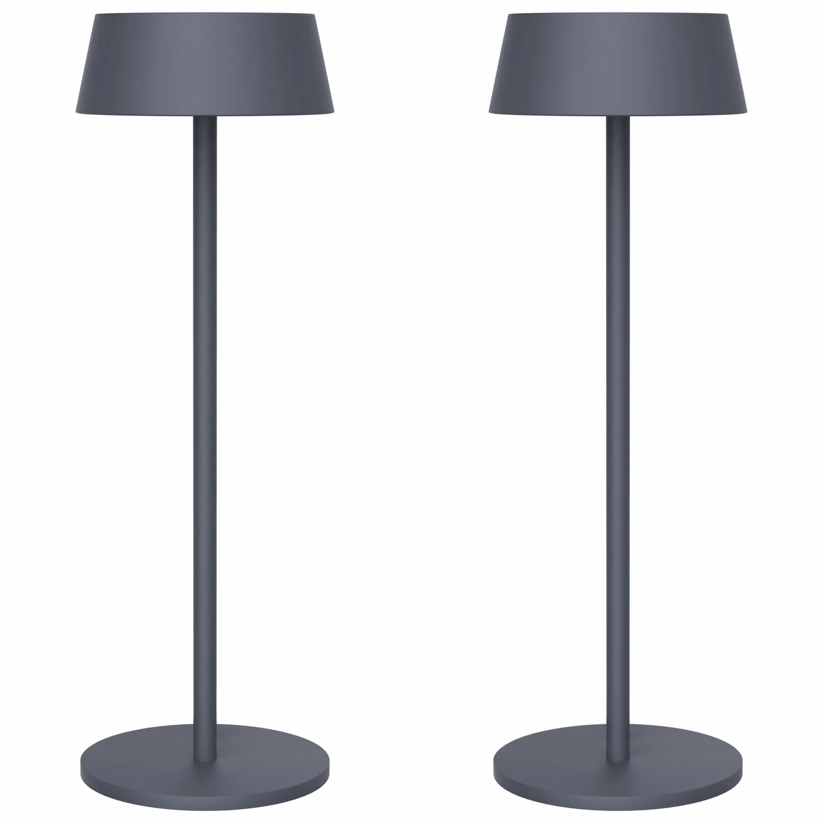 K-Bright 2 sztuki Regulowana LED akumulatorowa lampka stołowa do wnętrz i na zewnątrz, ładowalna, ciepła kolor światła 3000K, wodoodporna lampka stołowa na zewnątrz i do wnętrz, antracyt