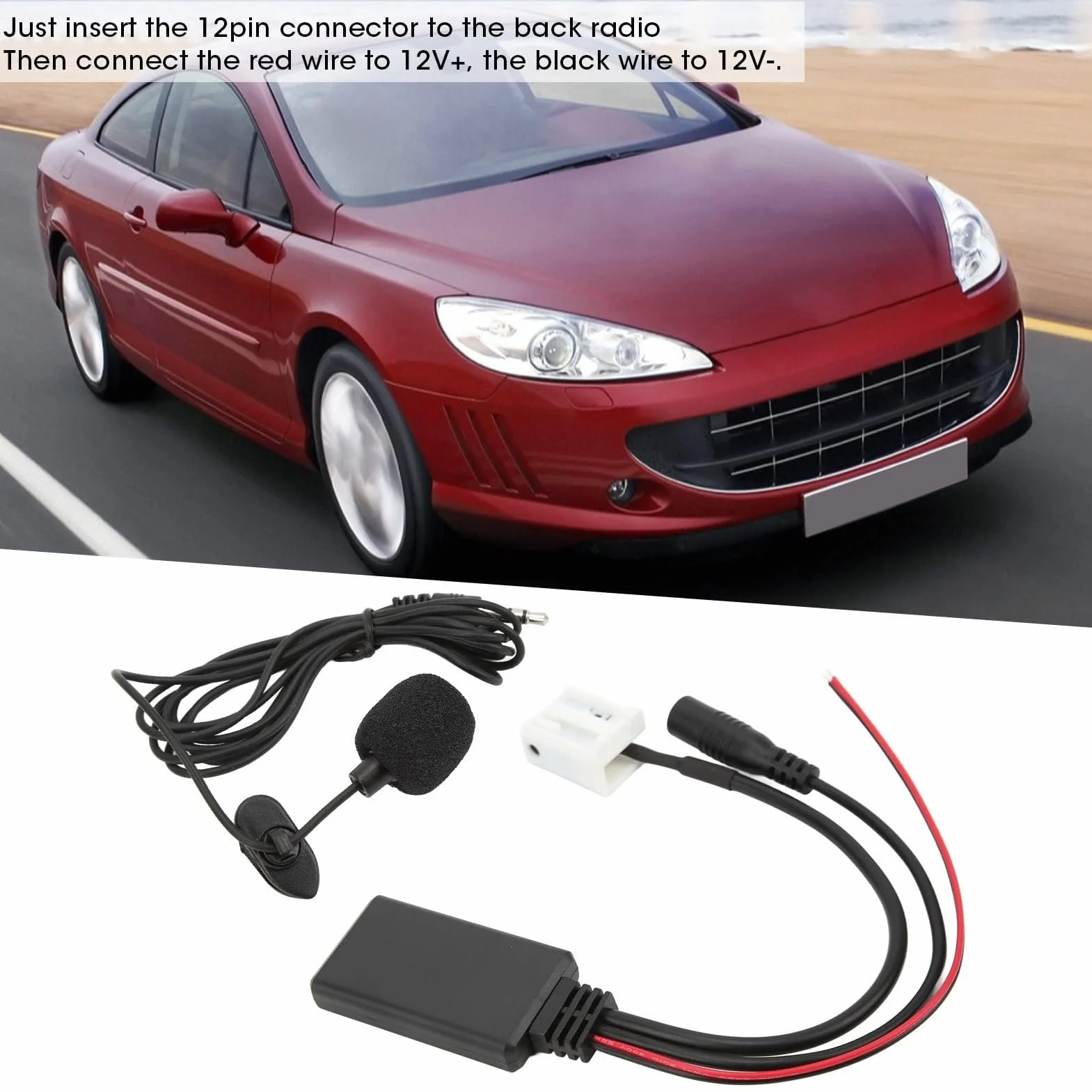 12-pinowy adapter do radia samochodowego RD4 Bluetooth z kablem audio Aux do Citroena C2 C3 C4