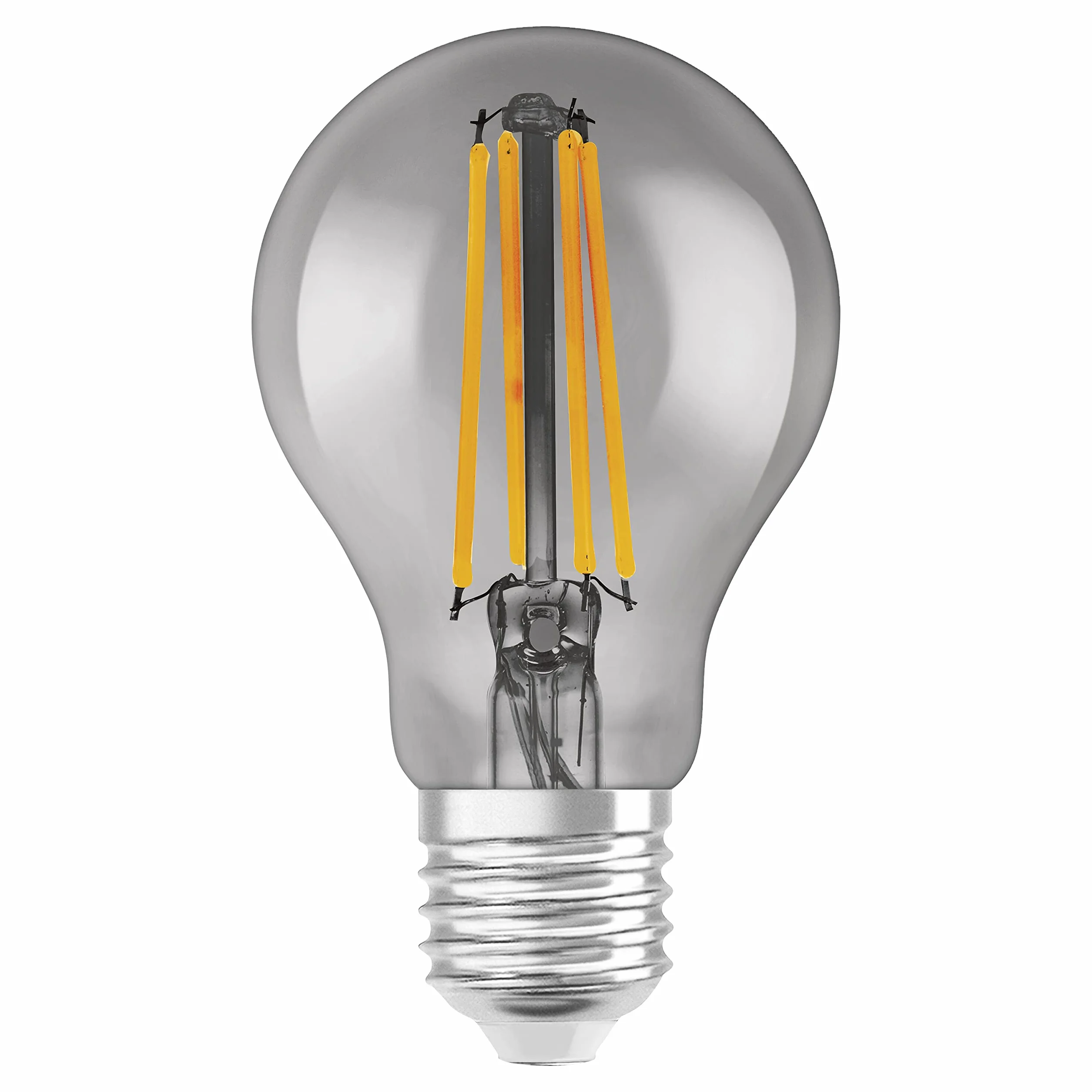 LEDVANCE Inteligentna żarówka LED z Wifi, E27, Możliwość ściemniania, Ciepła biel (2500K), Kształt żarówki, Przezroczysty żarnik w przydymionym szkle, Możliwość sterowania za pomocą Alexa, Google