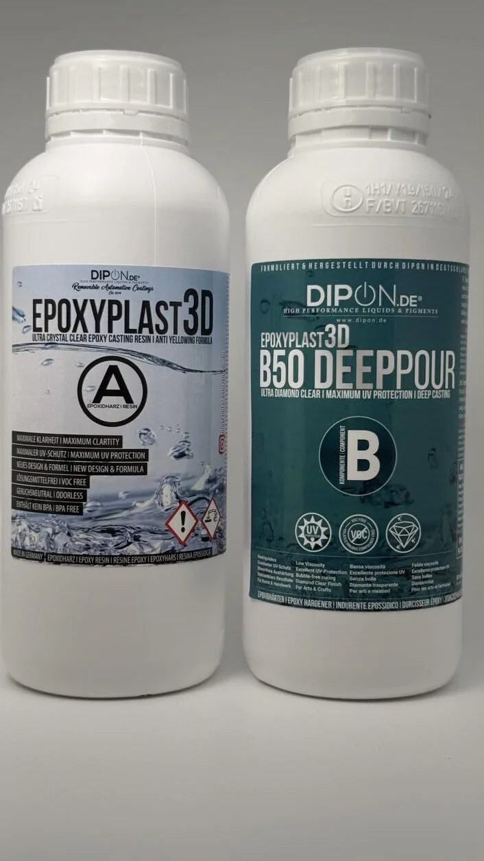 Żywica epoksydowa Epoksydowa, 1,5 kg, 3D, B50, DEEP POUR, wysokość odlewania do stołów rywertycznych, ultra diamentowa przezroczysta, maksymalna ochrona przed promieniowaniem UV, żywica odlewnicza