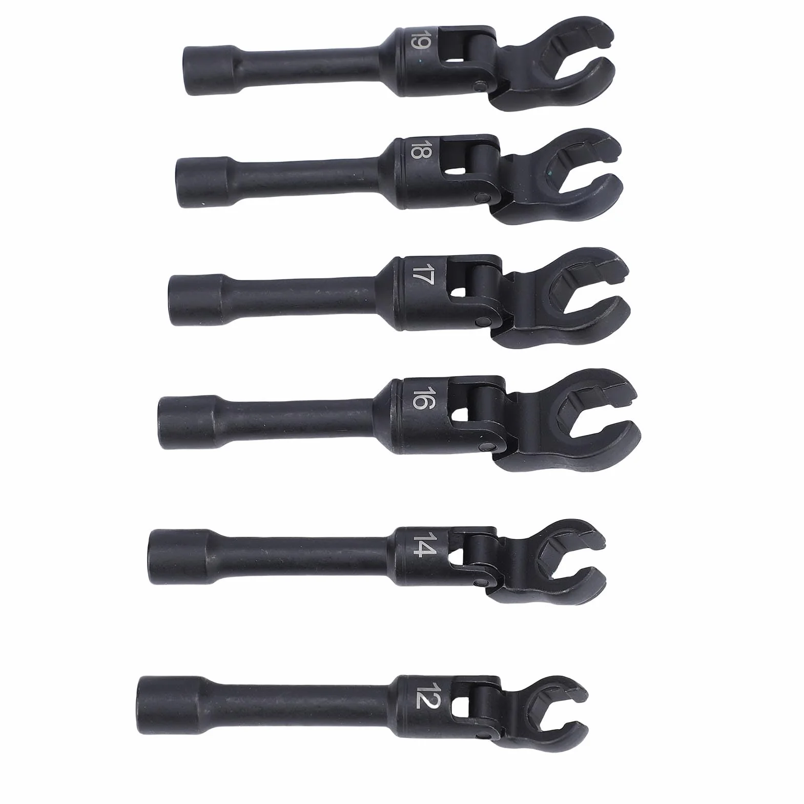 Drfeify Zestaw Kluczy do żyłki z długą elastyczną stopką Crows Foot ze Stali Cr V 3 8-calowe Metryczne Klucze Crowfoot 12 19 Mm Głowica 180 Stopni do Naprawy Hydraulicznej Hamulca Przewodu Paliwowego