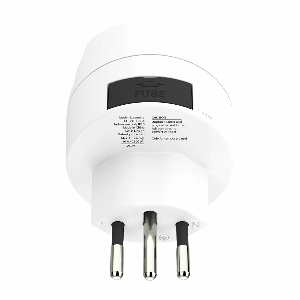 SKROSS Europe to Switzerland Italy Brazil Travel Adapter 100-250 V 10 A 2500 W