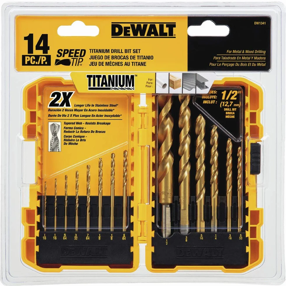 DEWALT DW1341 zestaw wierteł tytanowych 14 szt, 14 sztuk