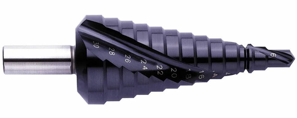 Exact 07023 wiertło stopniowe, Ø 6-30 mm, spiralna nita, HSS, TiAlN, ROTASTOP