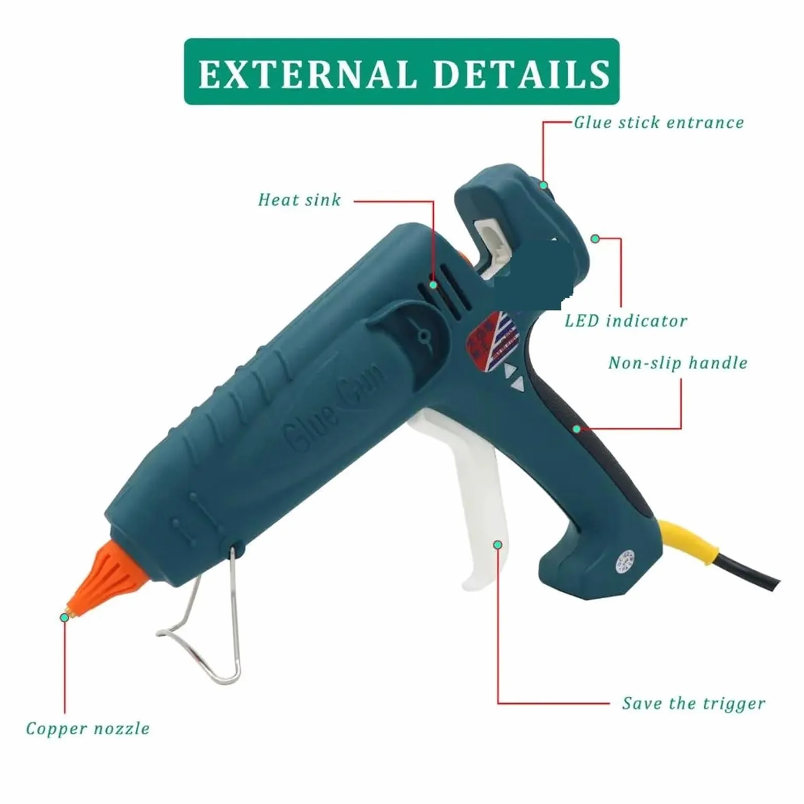 Pistolet do klejenia na gorąco, pistolet do topienia, pistolet do klejenia na gorąco, 300 W/400 W/500 W, pistolet do klejenia na gorąco o dużej mocy, profesjonalne narzędzia do naprawy rzemiosła