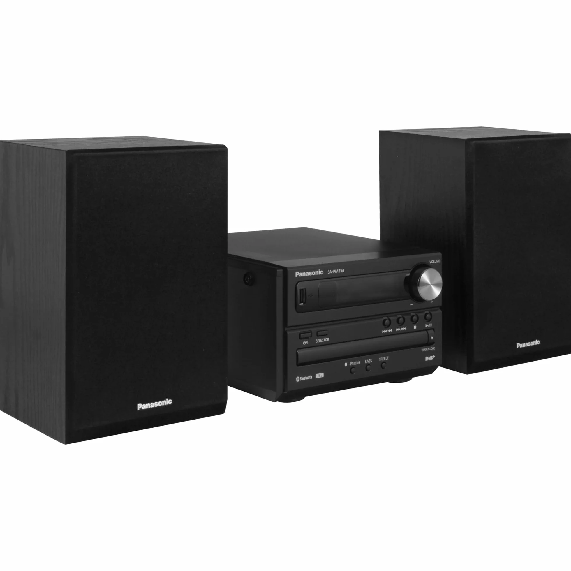 Panasonic SC-PM254 Kompaktowy Zestaw Stereo, Czarny, 22.8 x 32.3 x 22.4 cm