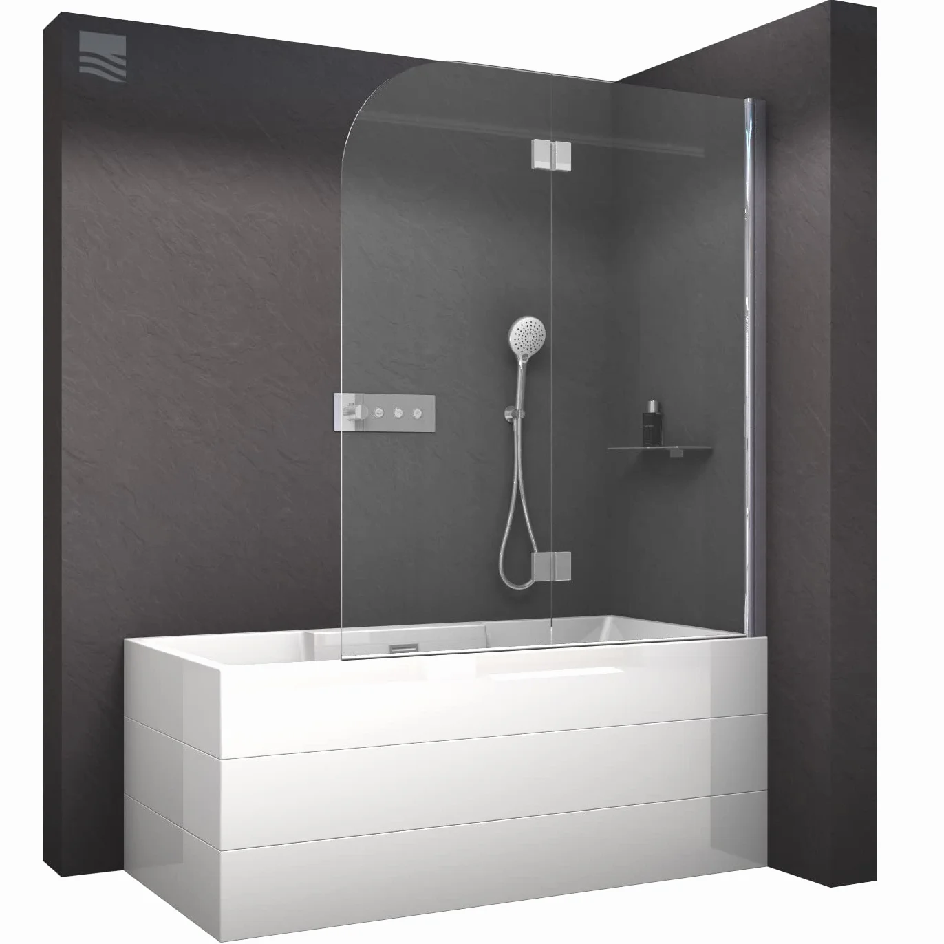 Kabina prysznicowa BERNSTEIN, parawan prysznicowy, osłona przeciwbryzgowa, wanna, nasadka do wanny nano, nasadka do wanny EX209-120 x 140 cm