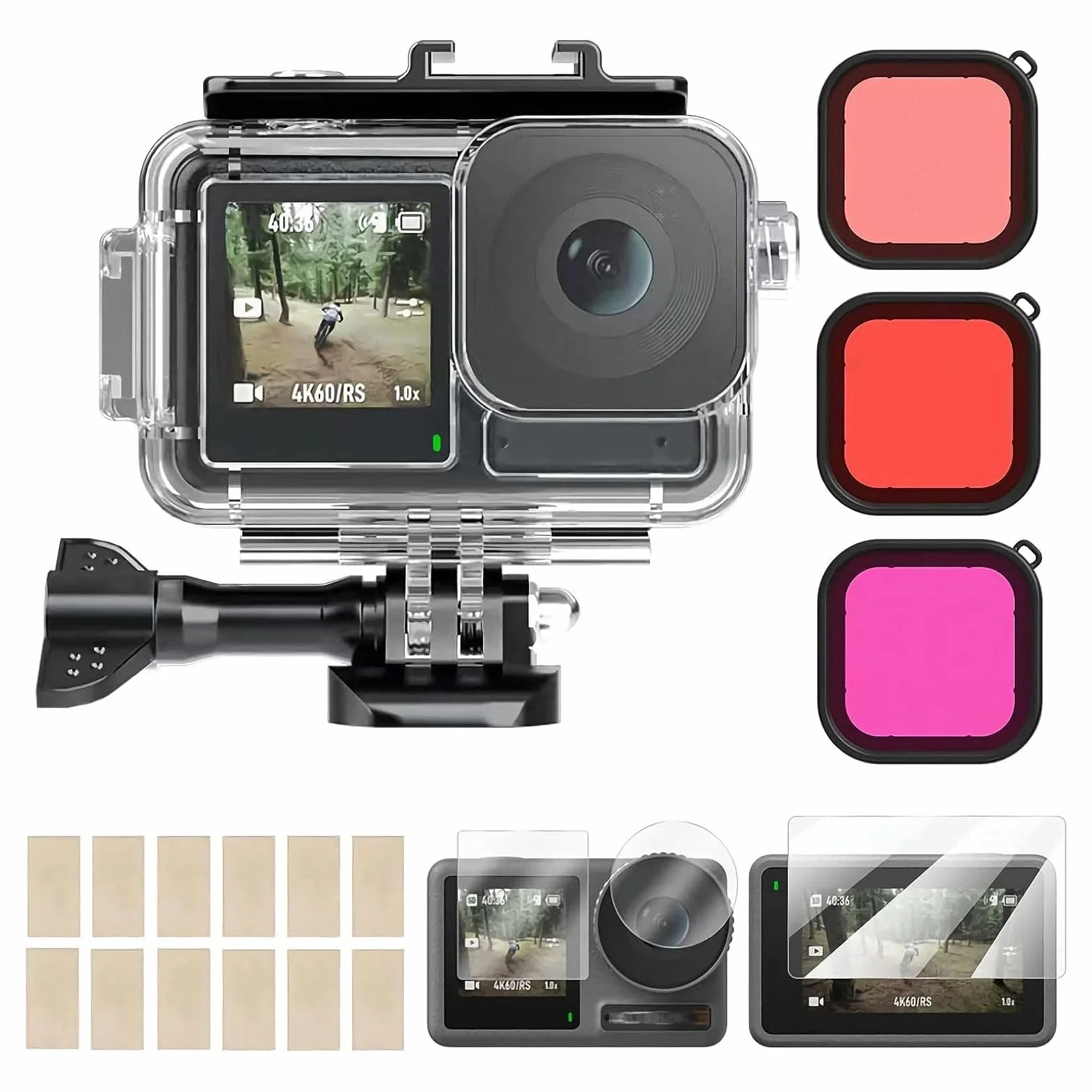 Wodoodporna Obudowa DJI Action 3 60M Podwodna Ochronna z Adapterami i Filtrami