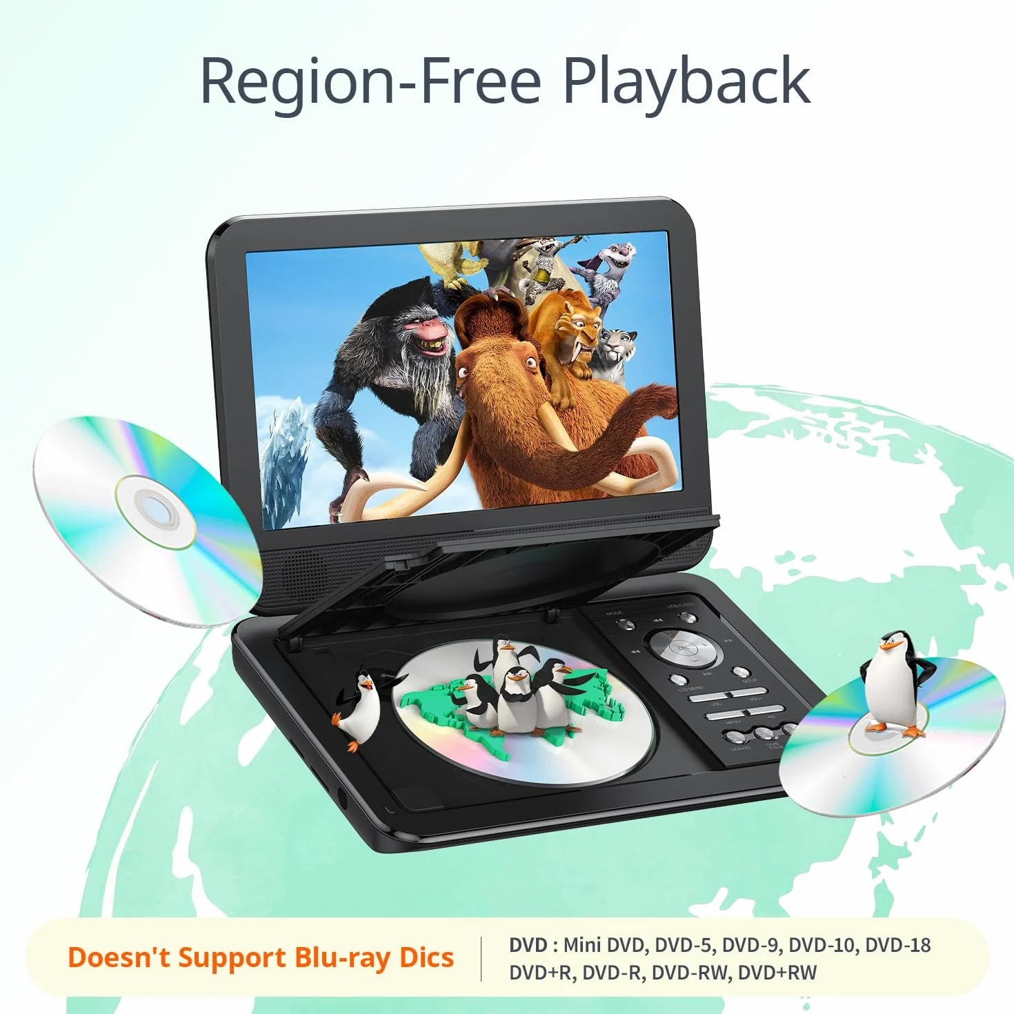 YOTON 10,5" Przenośny Odtwarzacz DVD z 12,5" Ekranem Obrotowym HD