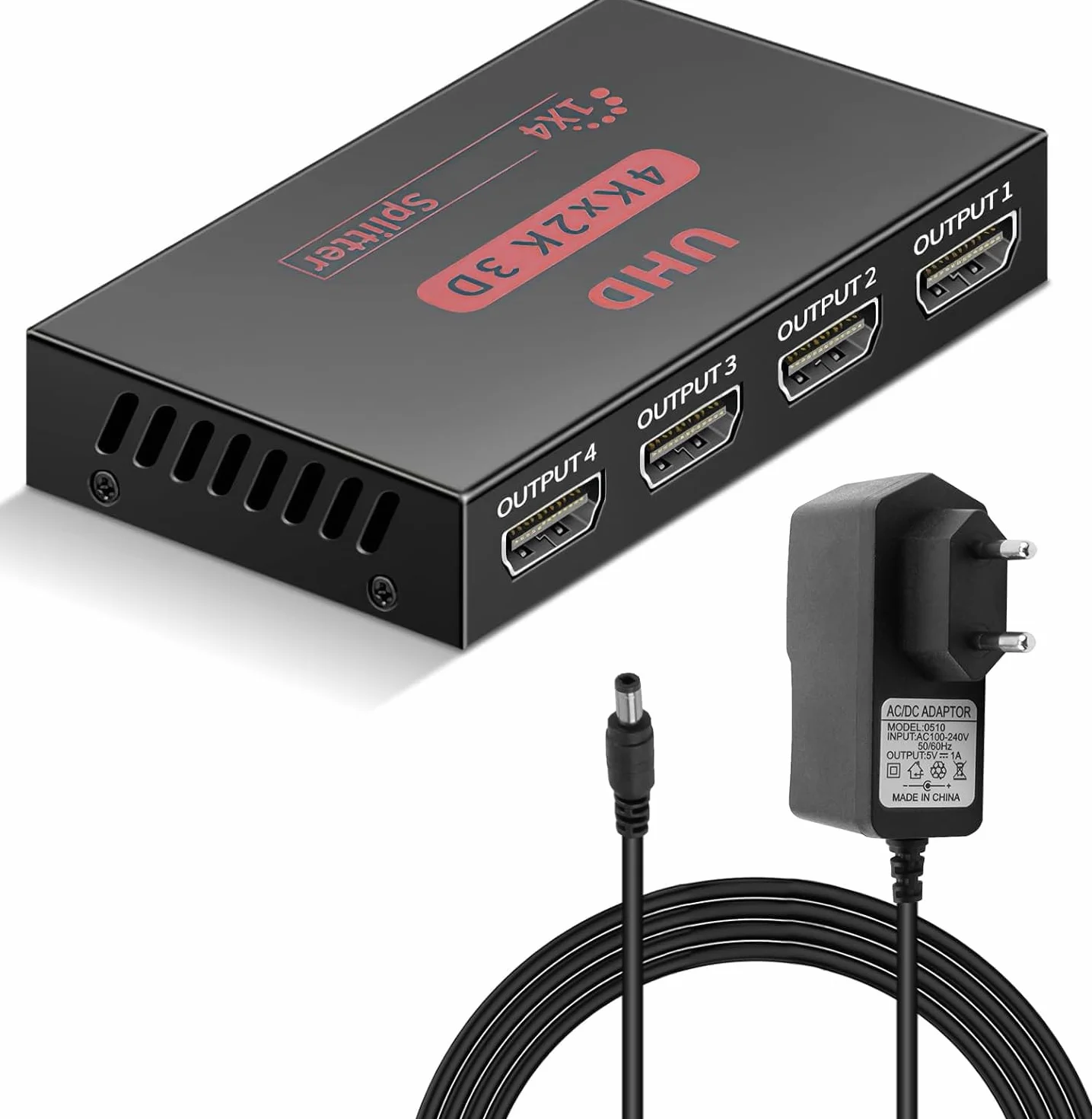 4K Rozdzielacz HDMI 1 W 4 Out, rozdzielacz HDMI 1x4, przełącznik duplikator, dystrybutor audio wideo obsługuje 3D, HDCP, 4K przy 30 Hz, długa transmisja, do TV, PS4, Xbox, Blu-ray, projektora i