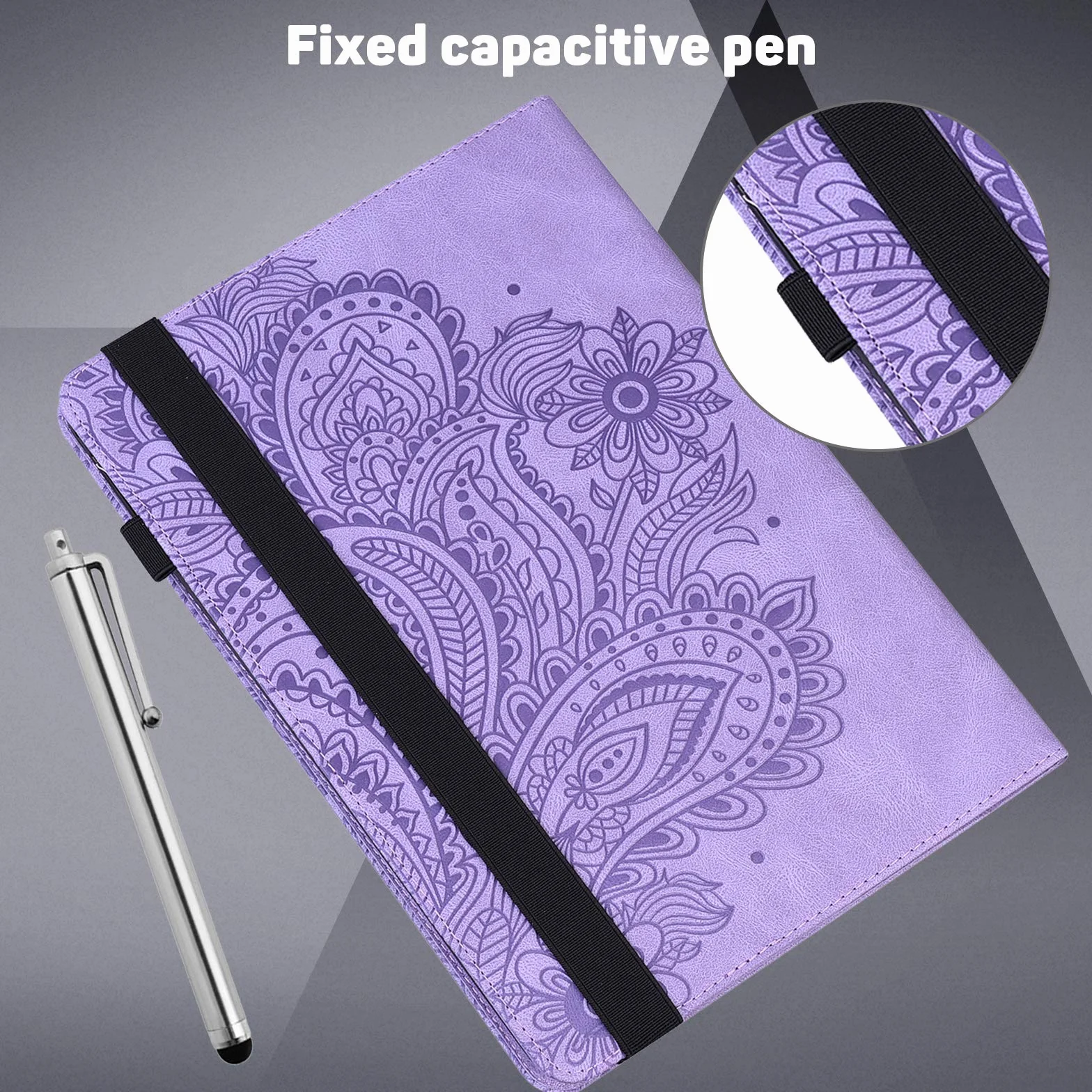 Etui do Honor Pad 8 2022, etui ochronne z rysikiem i uchwytem na długopis - ultra cienkie etui z klapką ze skóry PU do Honor Pad 8 2022 etui (fioletowe)