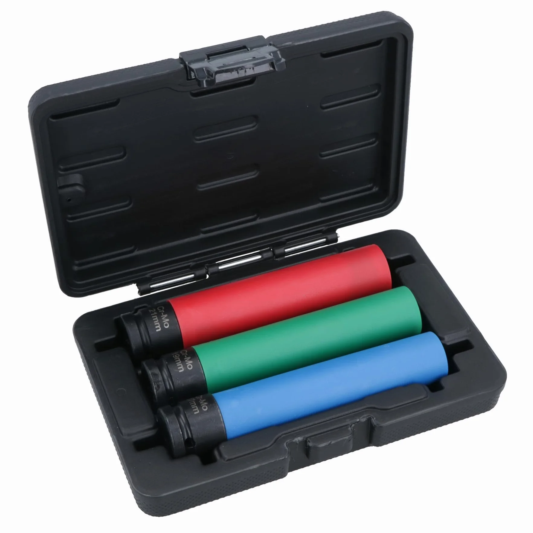 AB Tools 1/2 cala Bardzo długie metryczne koła ze stopu metali oznaczone kolorami nasadki udarowe 17 19 21 mm