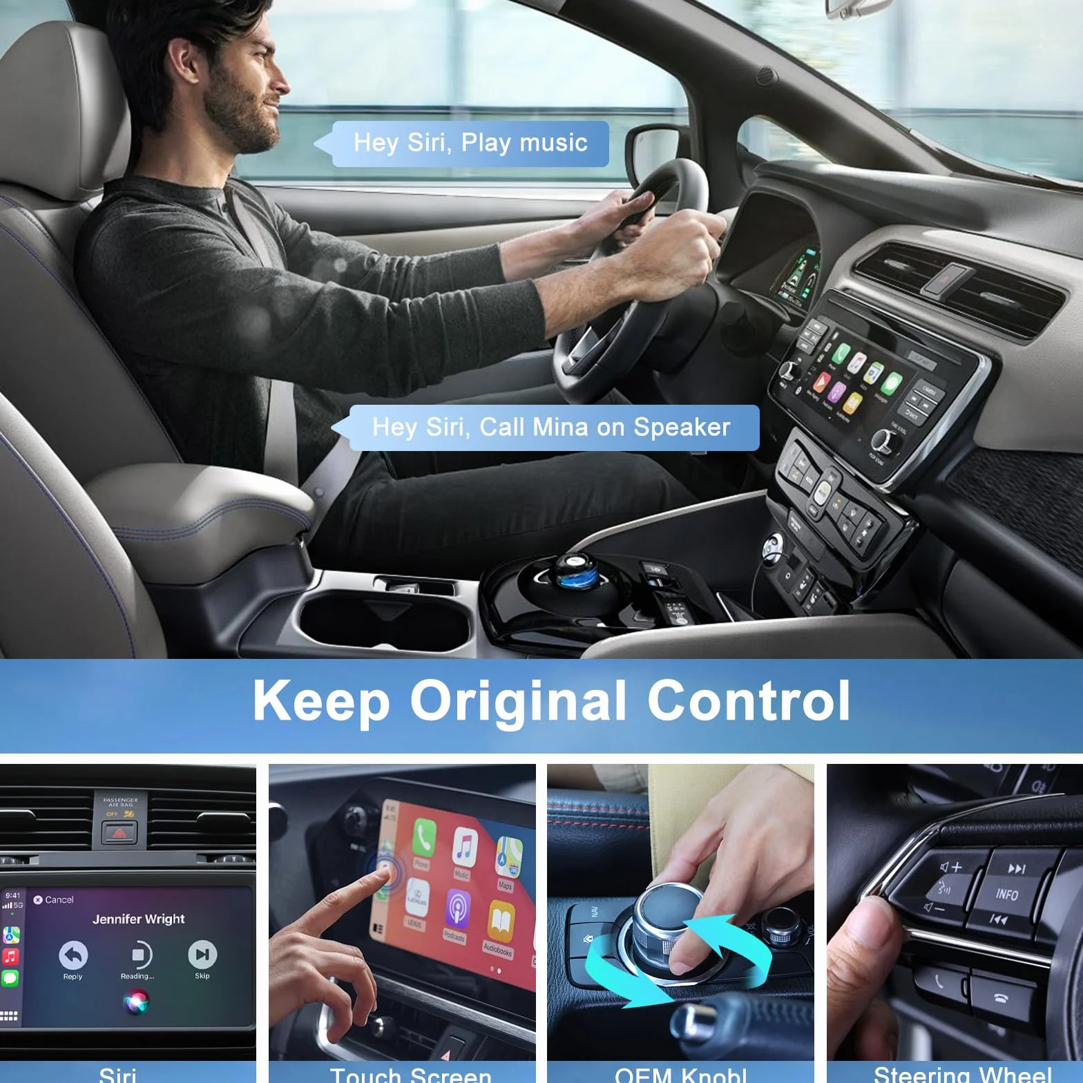 UWECAN CarPlay Bezprzewodowa konwersja fabryczna przewodowa CarPlay na bezprzewodową, korzystanie z samochodu od 2017 roku iPhone iOS 11+ Plug & Play