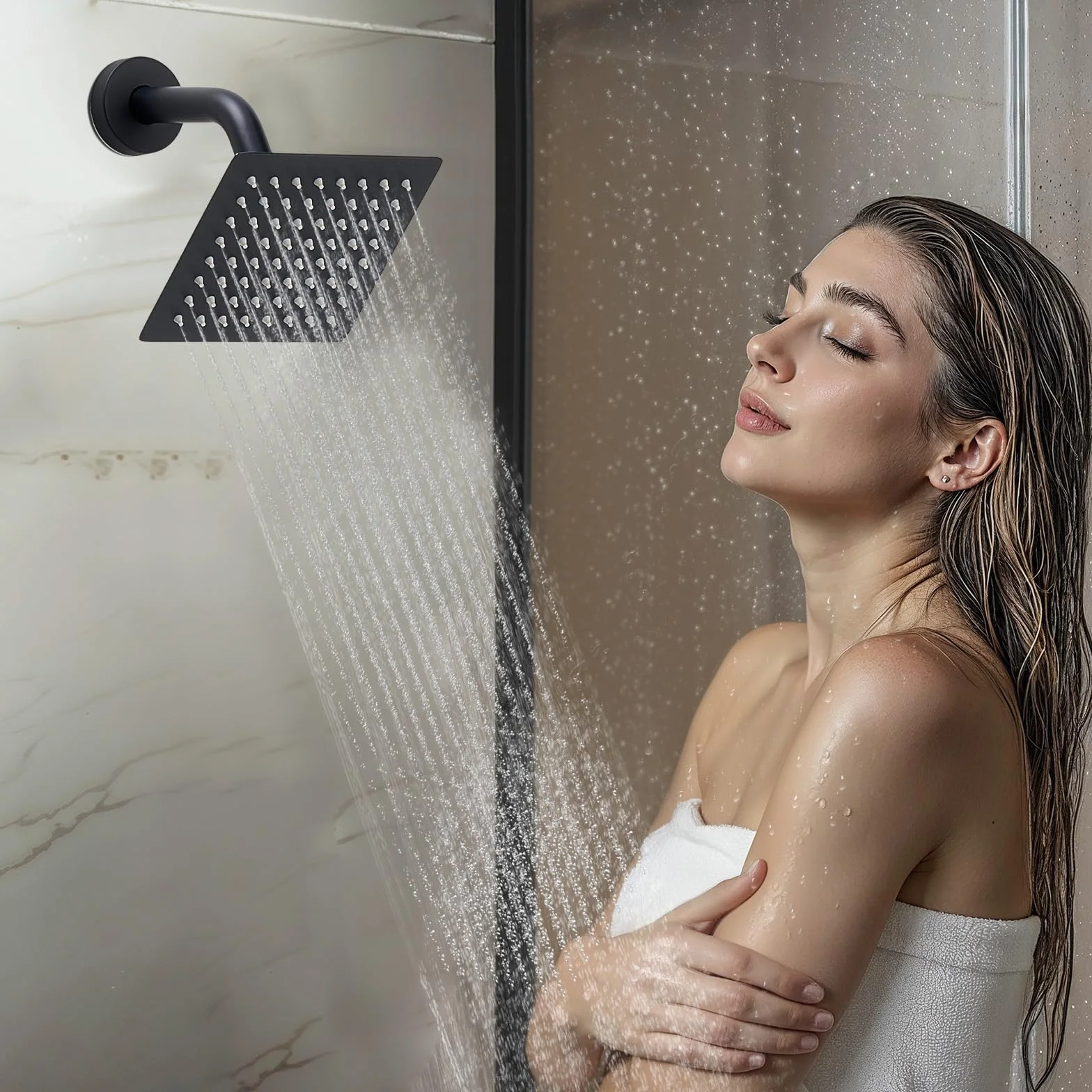VEVOR Zestaw baterii prysznicowych, 25 cm sufitowy system prysznicowy z deszczownicą 6-calową głowicą do montażu na ścianie i ręcznym natryskiem 2 w 1, obrotowy, 3-funkcyjny, podwójny zawór deszczowy