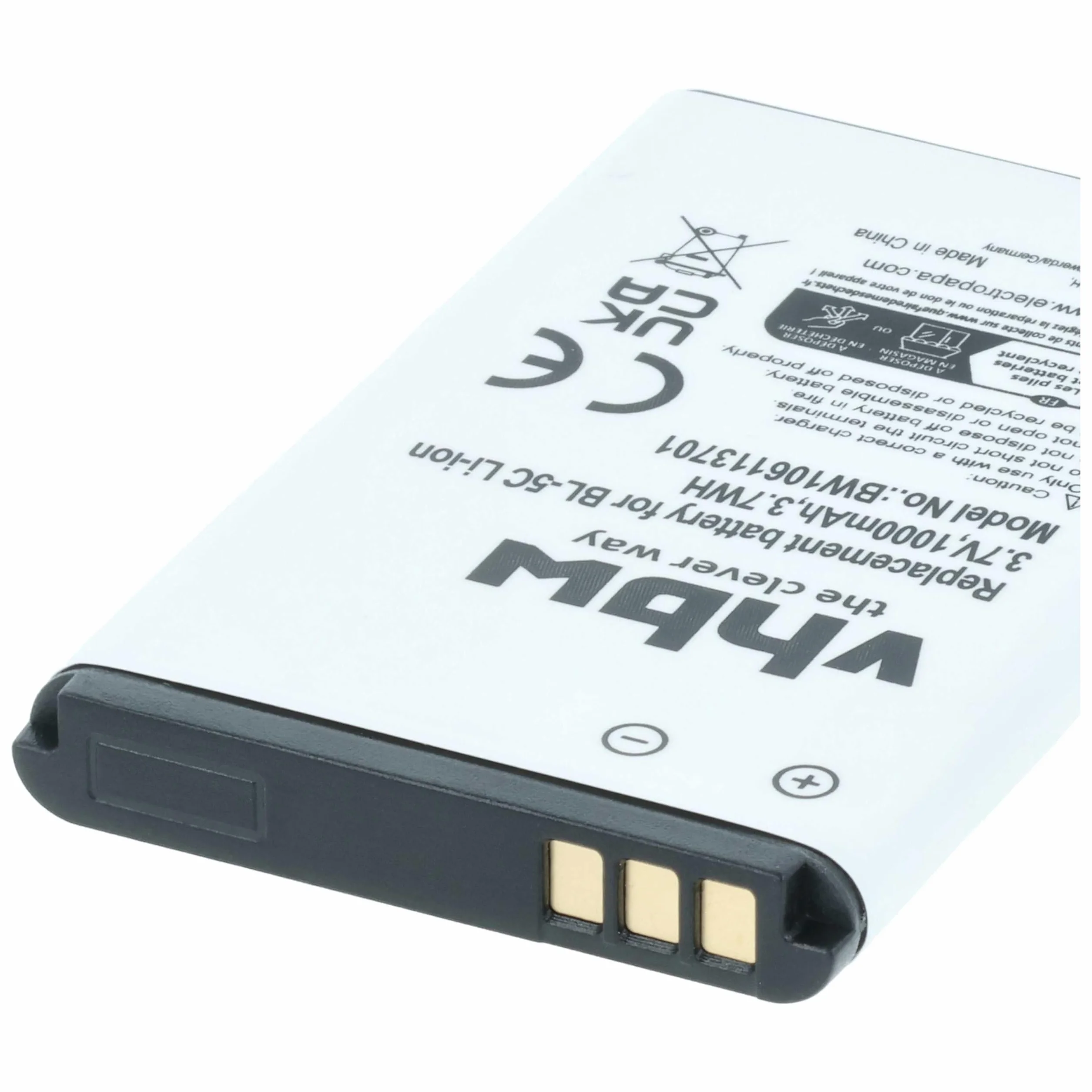 vhbw Bateria kompatybilna z Nokia 100 101 106 Dual SIM 1100 1101 1110 1110i 1111 1112 1600 telefon komórkowy 1000 mAh 3,7 V Li-Ion