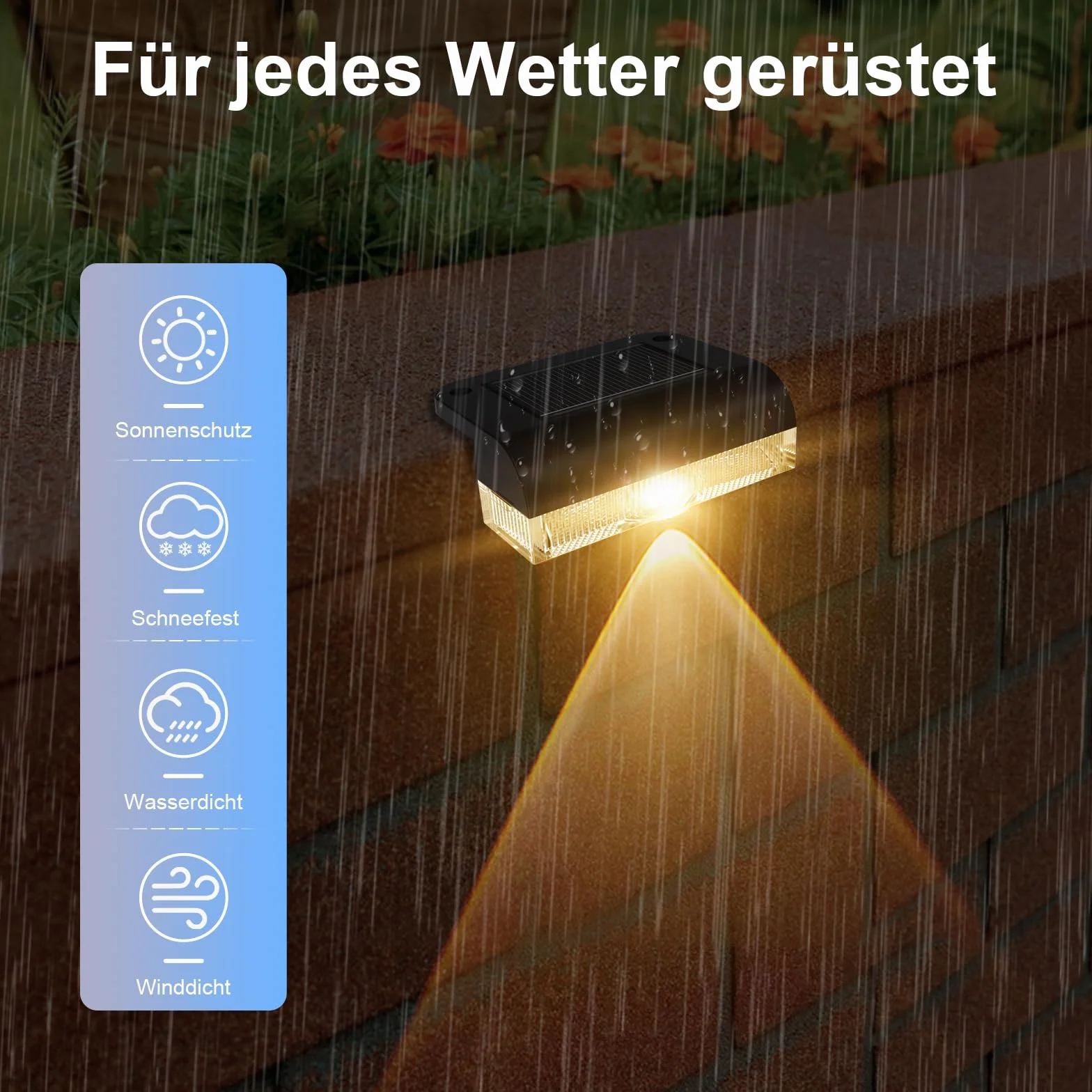 Lampy Solarne Zewnętrzne LED, 6 Sztuk, IP65 Wodoodporne, Ciepłe Białe, Dekoracyjne Oświetlenie Ścienne do Ogrodu, Płotu, Balkonu i Tarasu