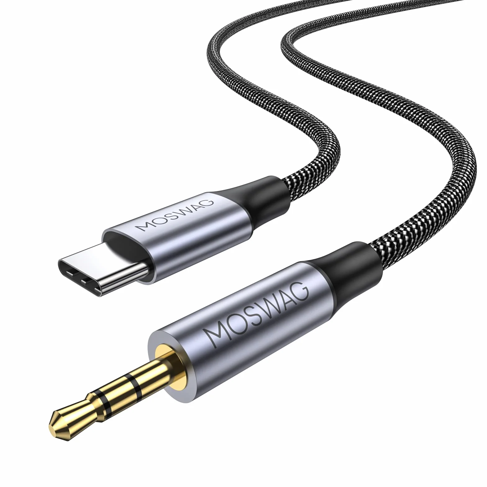 MOSWAG Kabel audio USB C na 2,5 mm, USB C na 2,5 mm, przedłużacz do słuchawek Bose QuietComfort SE, QCSE, QC45, QC35 II, QC35, QC25 i innych słuchawek