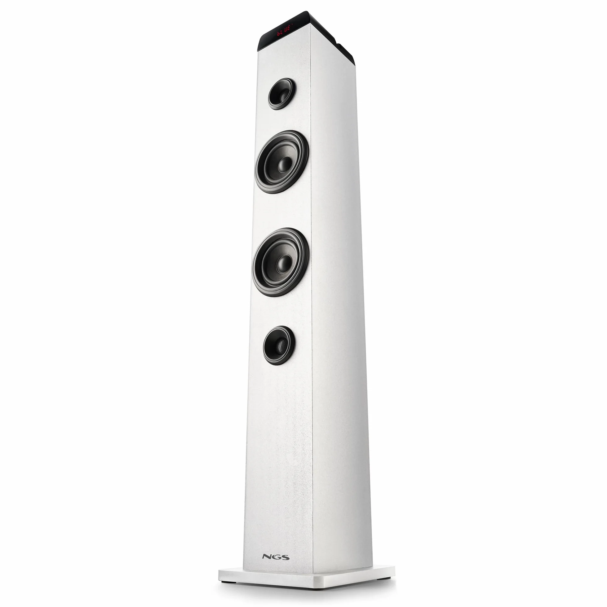 NGS Sky Charm Pro White wieża dźwiękowa 50 W Bluetooth 5.4 radio FM mikrofon karaoke pilot biały