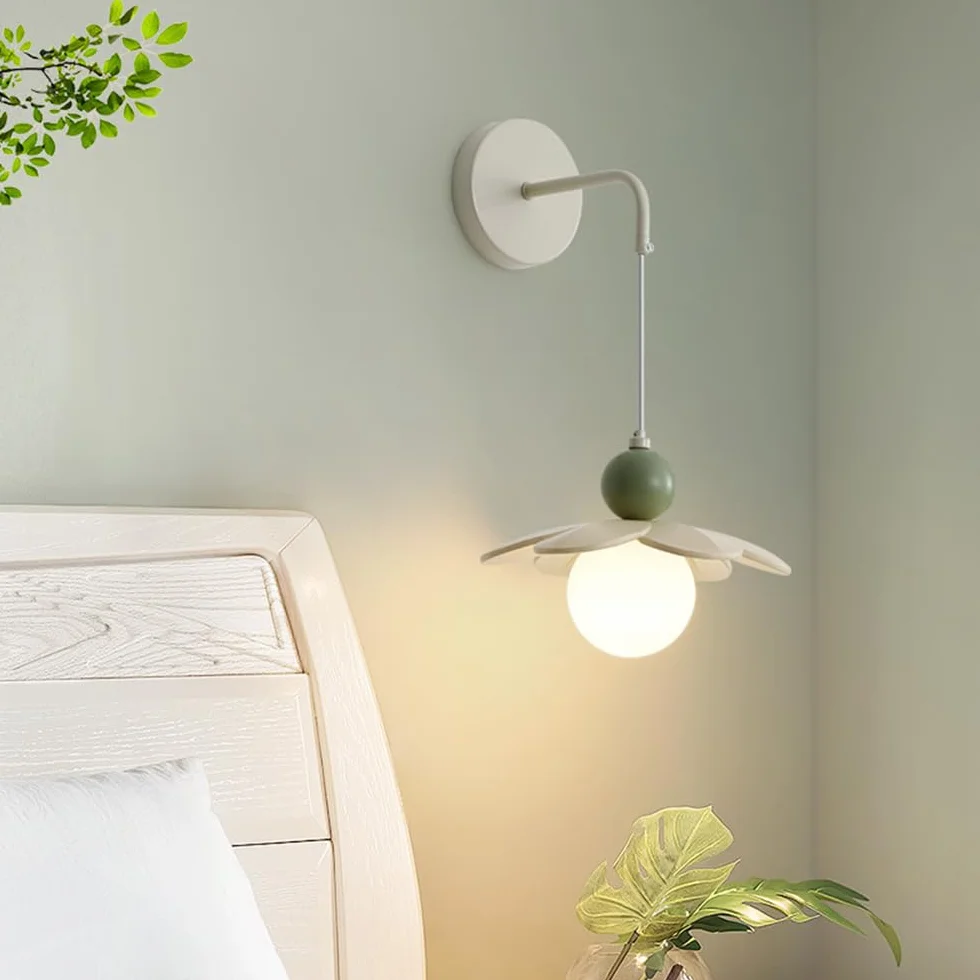 Kinkiet w stylu francuskim w kolorze kremowym, kreatywna oprawa ścienna typu kwiatowego, żelazny kinkiet ścienny z gniazdem G9, dekoracje wnętrz Lampy ścienne do korytarza przy łóżku