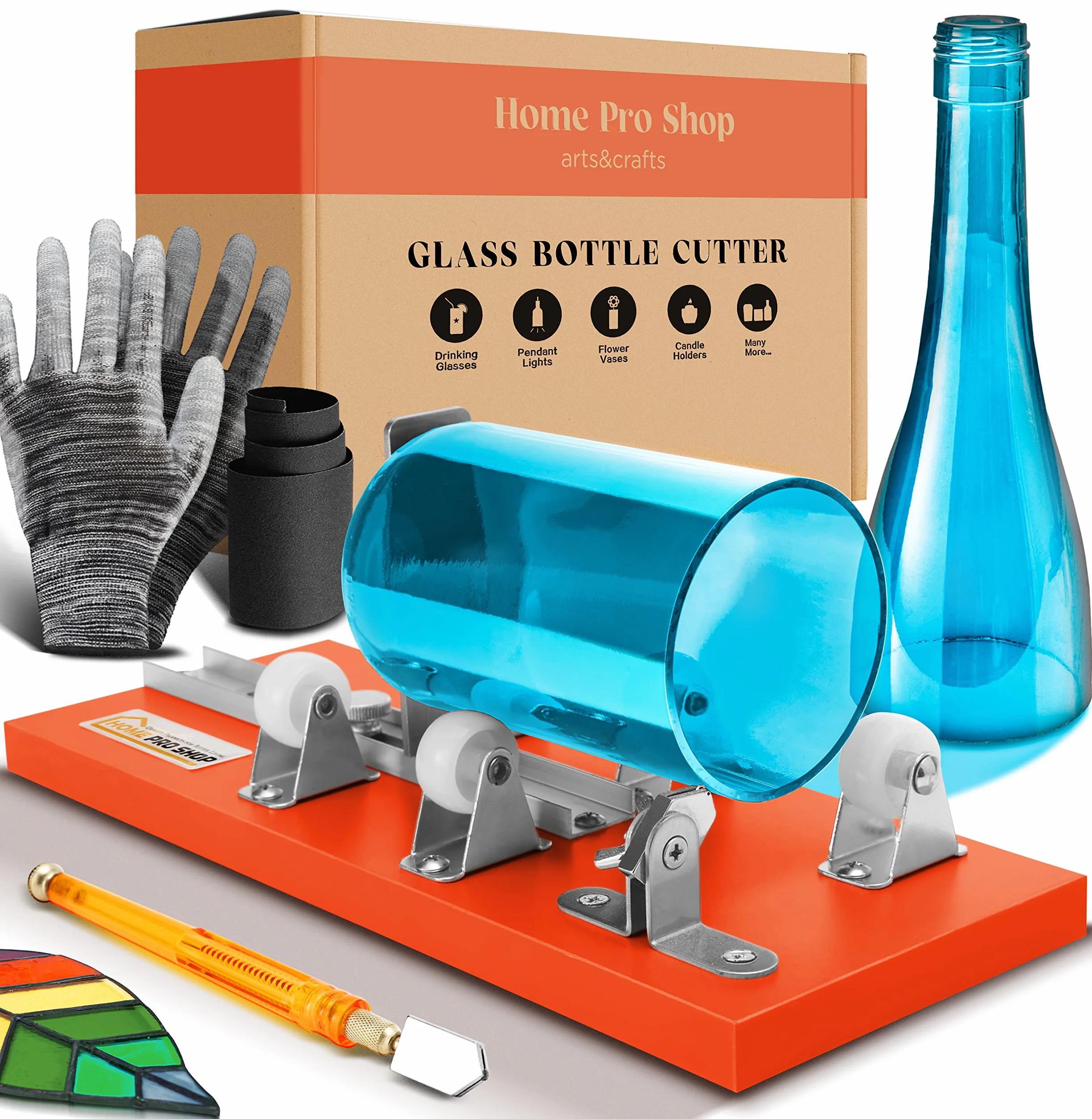 Home Pro Shop Zestaw obcinaczy do butelek i szklanek – nóż do butelek wina narzędzie DIY – zestaw do cięcia butelek szklanych do wina, butelek piwa, słoików masonowych – zestaw do cięcia butelek +