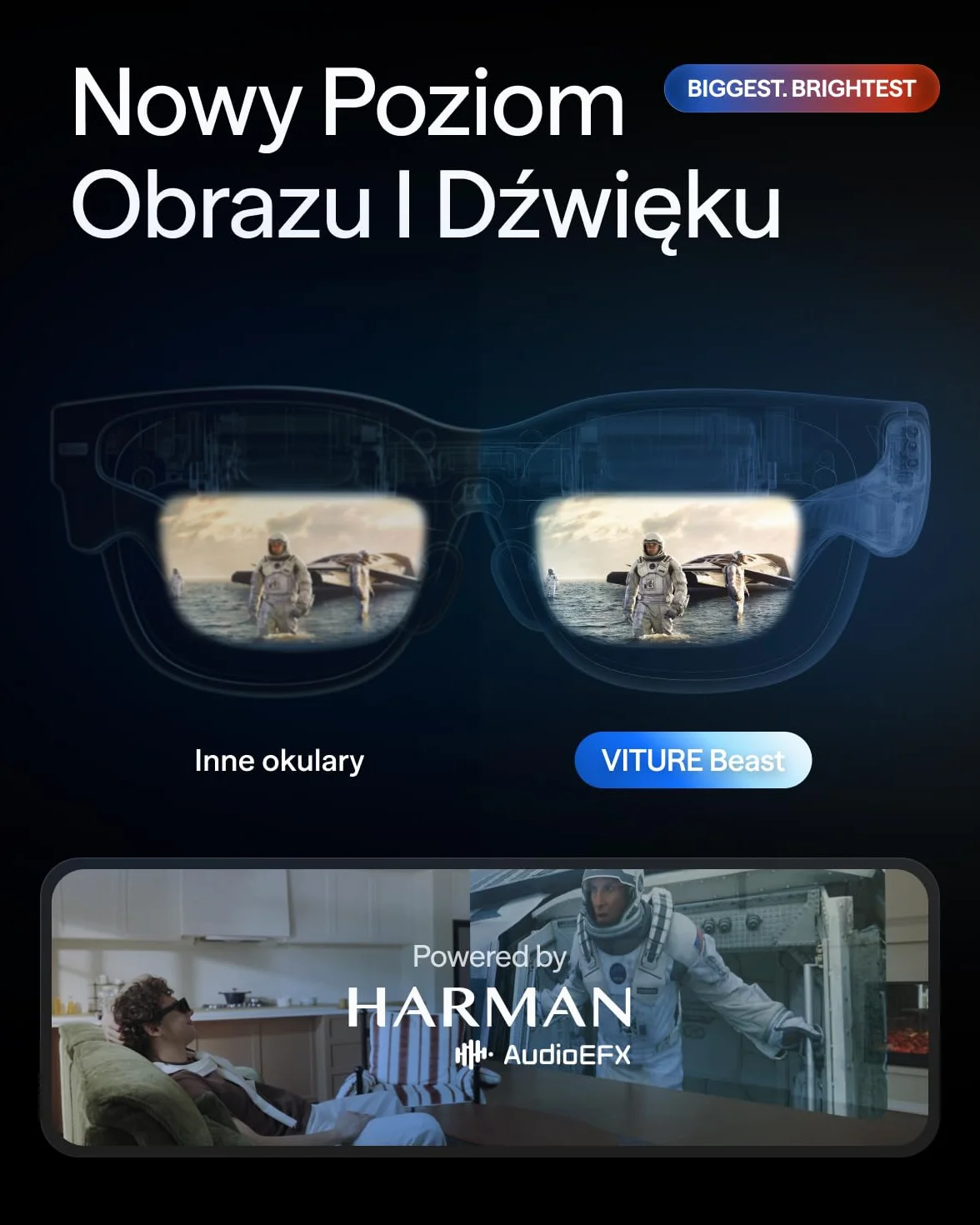 VITURE Beast okulary XR 174" 1200p 58° FOV wbudowany VisionPair™ 3DoF HARMAN Audio AR dla iPhone Android Mac PC Switch 2