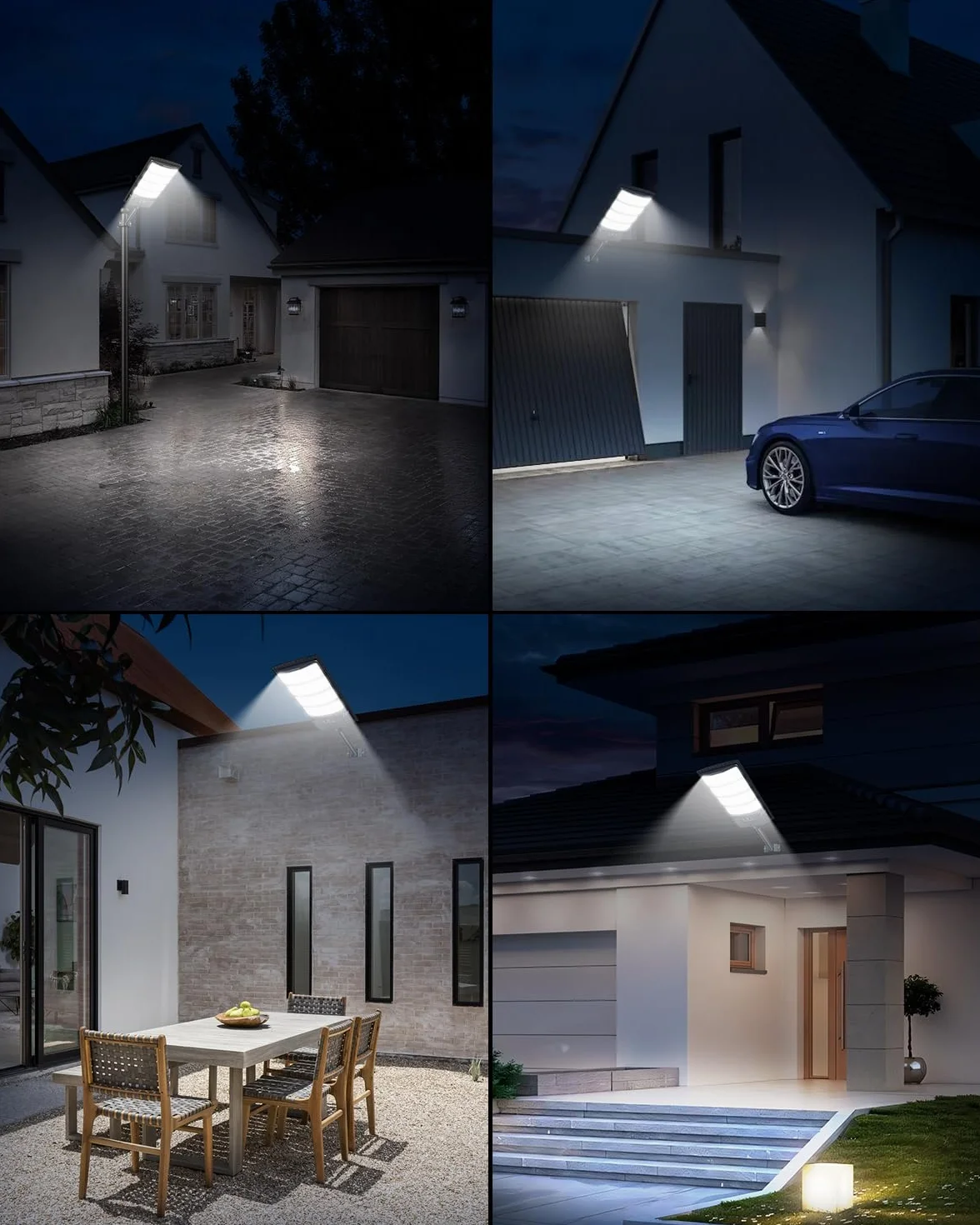 LEKIA Lampy solarne do użytku na zewnątrz, wodoszczelne, 6500 K, zmierzchu, lampa uliczna, czujnik ruchu z pilotem zdalnego sterowania, szeroki kąt 320°, lampa bezpieczeństwa LED, lampa solarna do