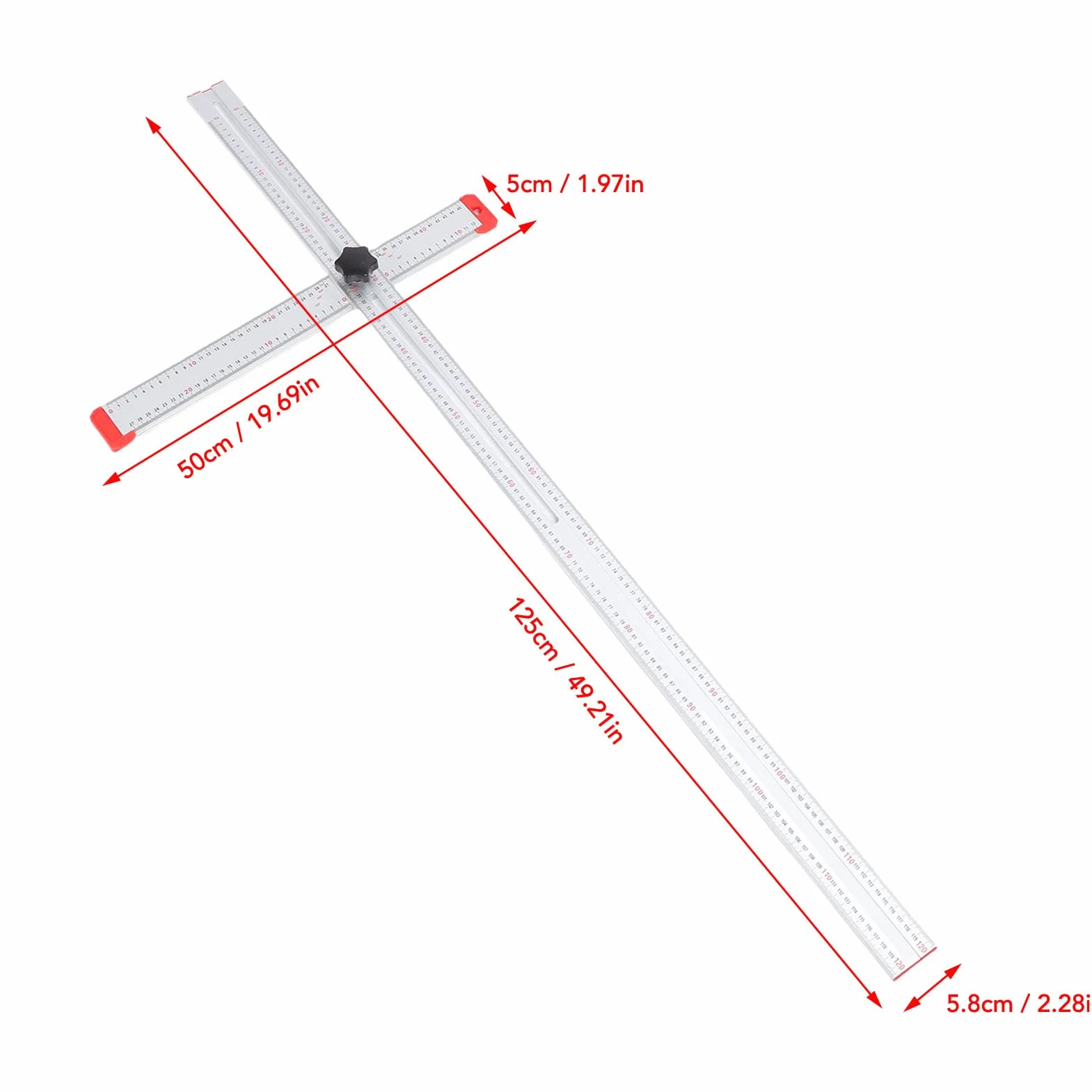Asixxsix Kątownik do Płyt Gipsowo-kartonowych, 120 Cm, Regulowana długość i Kąt 0-90 Stopni, Aluminiowa Linijka Pomiarowa ze skalą dwukierunkową, do Układania, Majsterkowania