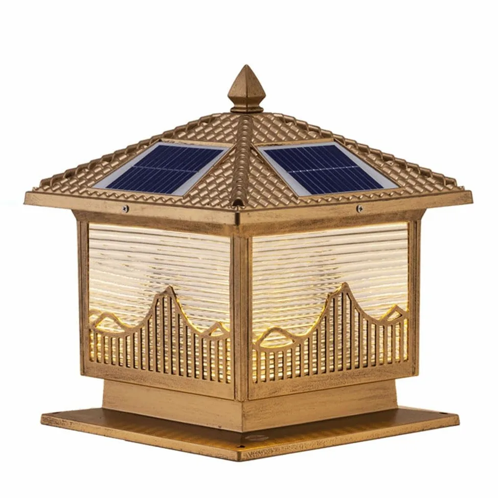 Wodoodporna Lampa Solarna IP54, Zewnętrzna, Słoneczna, Słupek Oświetleniowy, Dekoracja Ogrodzenia Domu, Kwadratowa Lampa Ścienna, Kolumna Reflektora, Lampa Na Taras, Patio, Ogród, Podjazd KNBVFHG