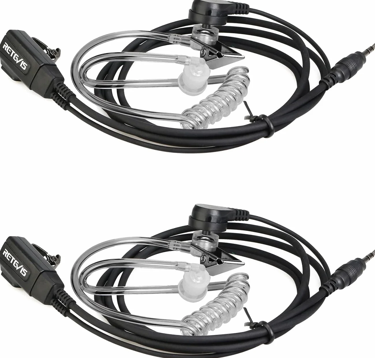 Retevis Słuchawka Walkie Talkie 1-pinowa 2,5 mm Zestaw Słuchawkowy z Mikrofonem Ukryta z Tubą Akustyczną PTT Kompatybilna RB648 RT649 RT649B RT649P 2 szt.