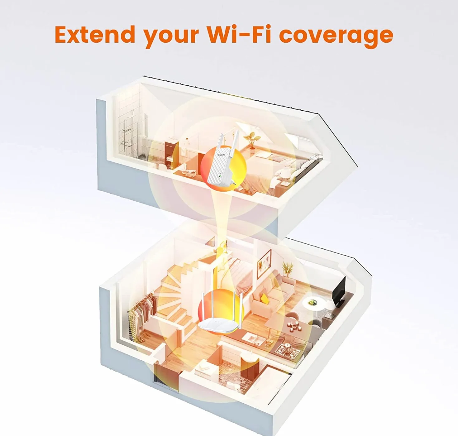 Tenda A9 N300 Wzmacniacz WLAN 300 Mbit/s Dwie Anteny Biały