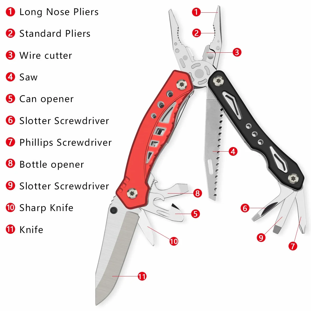 Wielofunkcyjny scyzoryk/szczypce - wielofunkcyjne narzędzie 12 w 1, Nóż składany Nóż kieszonkowy - Swiss Army Knife Wędkarstwo