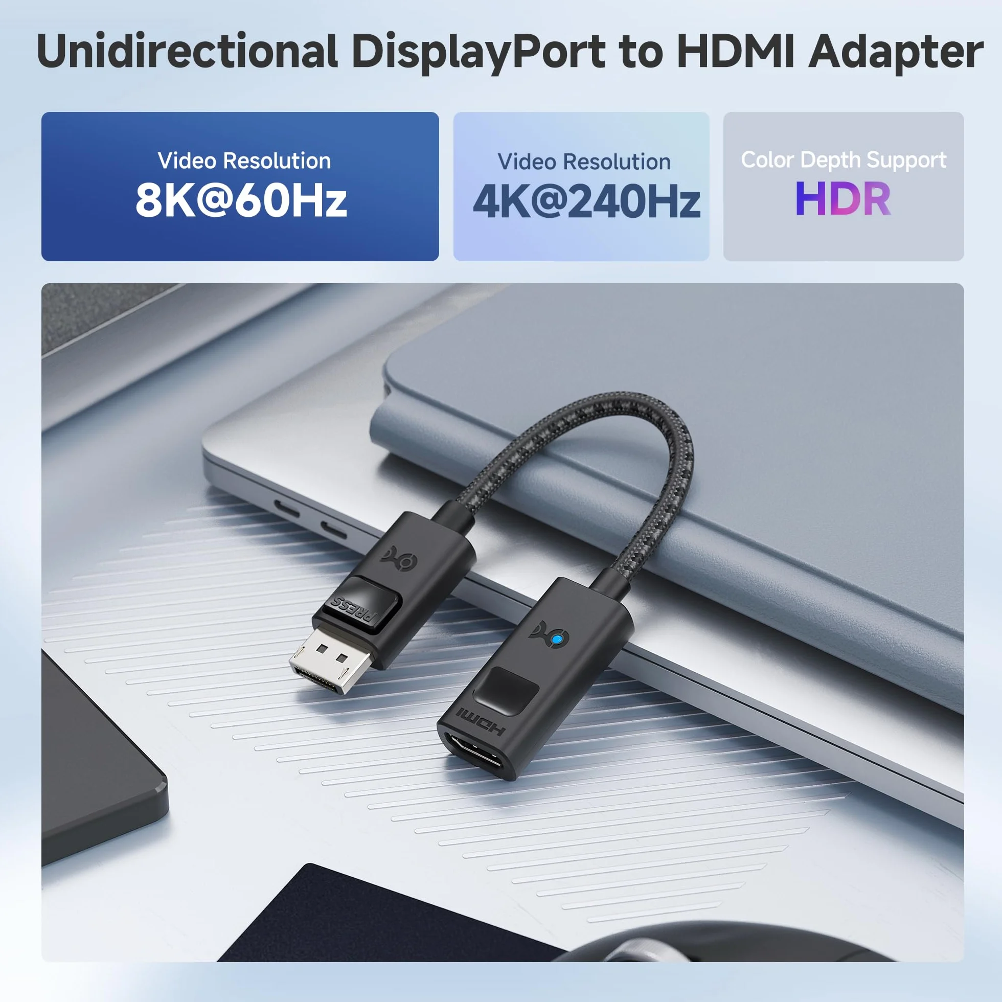 Cable Matters adapter DisplayPort 1.4 do HDMI 2.1 8K 4K@240Hz 8K@60Hz DP HDMI