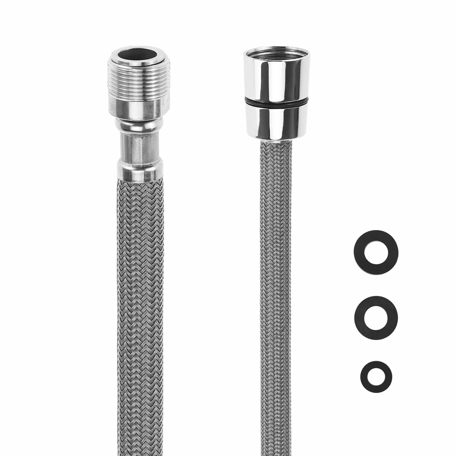 QWORK® Wąż kranowy 150 cm, nylonowy wąż prysznicowy M15/1 x 1/2 cala, wąż do kranu pull-down, do armatury kuchennej i łazienkowej