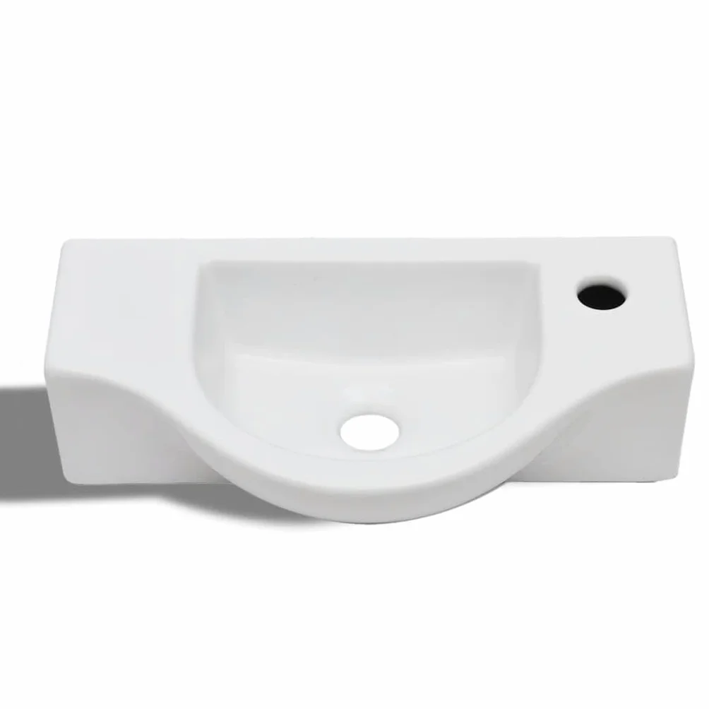 vidaXL Ceramiczna umywalka z otworem na kran, biała