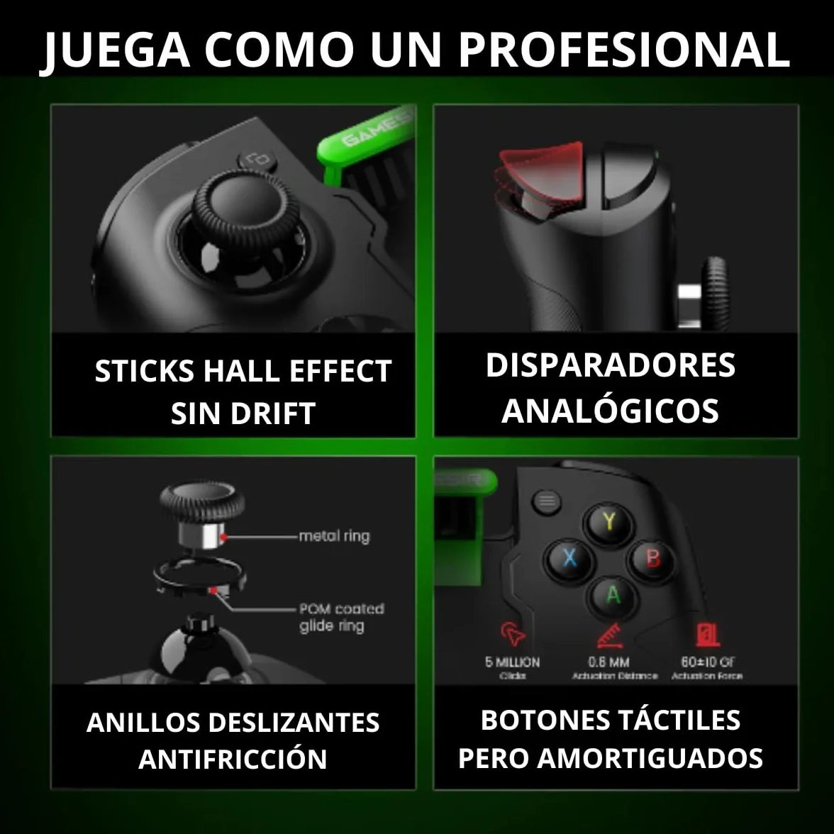 GameSir X4 Aileron bezprzewodowy mobilny kontroler do gier z systemem Android z pałeczkami z efektem Hall – dzielona konstrukcja z torbą do przenoszenia – niskie opóźnienia połączenia Bluetooth – 1