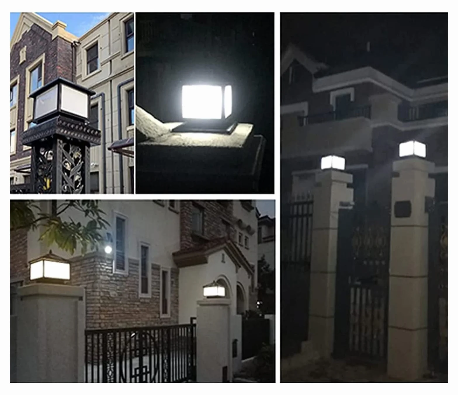 Lampa Solarna Na Słupku Ogrodowym, Aluminiowa, Słupek Słupkowy, Lampa Na Słupku Ogrodzeniowym, Zewnętrzna Brama Ogrodowa, Lampa Uliczna, Wodoodporna, Cokół, Lampa De,Noir-Height 35cm