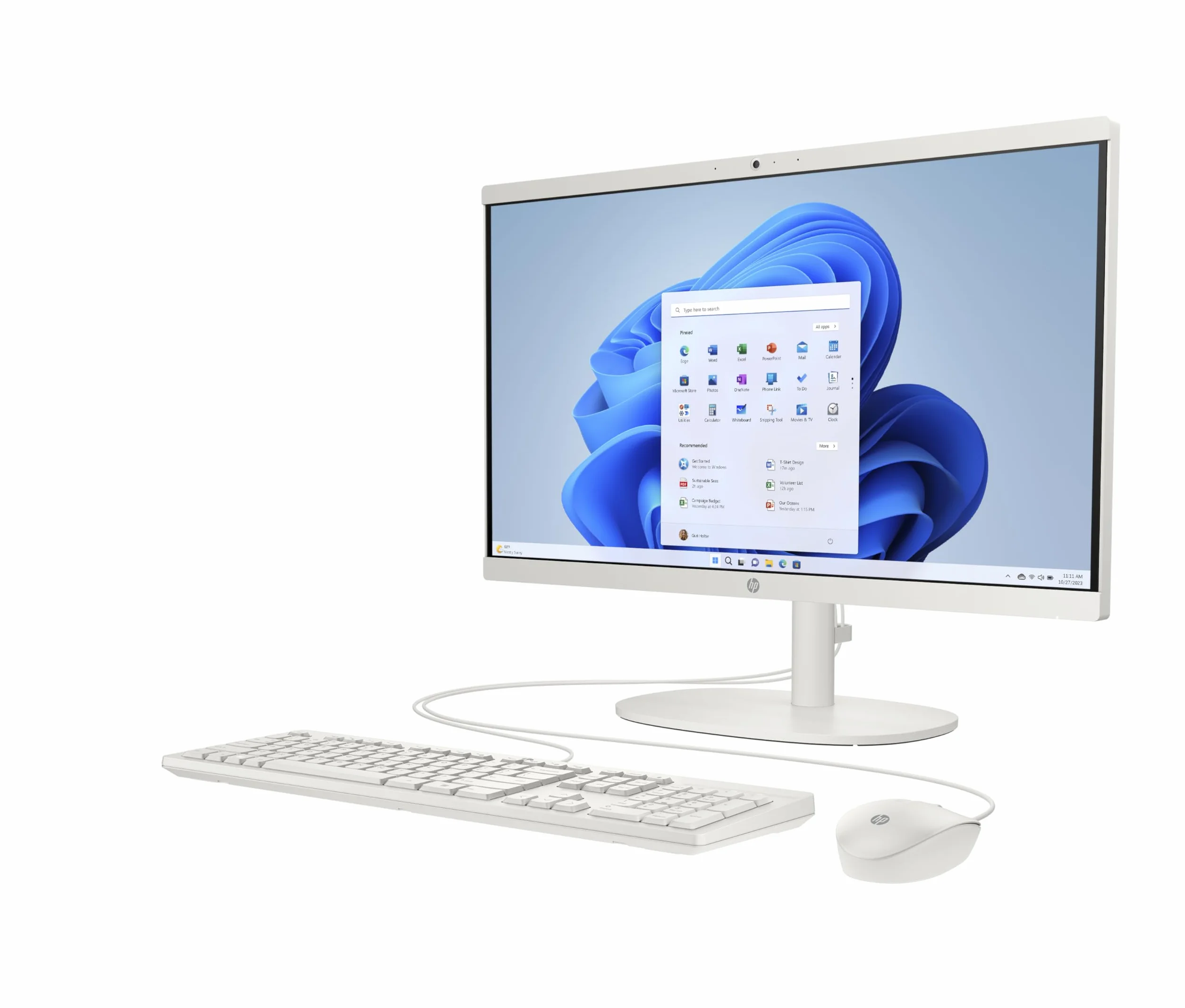 HP All-in-One 22-dg0014ns - Komputer 21,5" (Intel N100, 8GB RAM, 256 GB SSD, Intel UHD Graphics, Windows) - White - klawiatura QWERTY Hiszpański