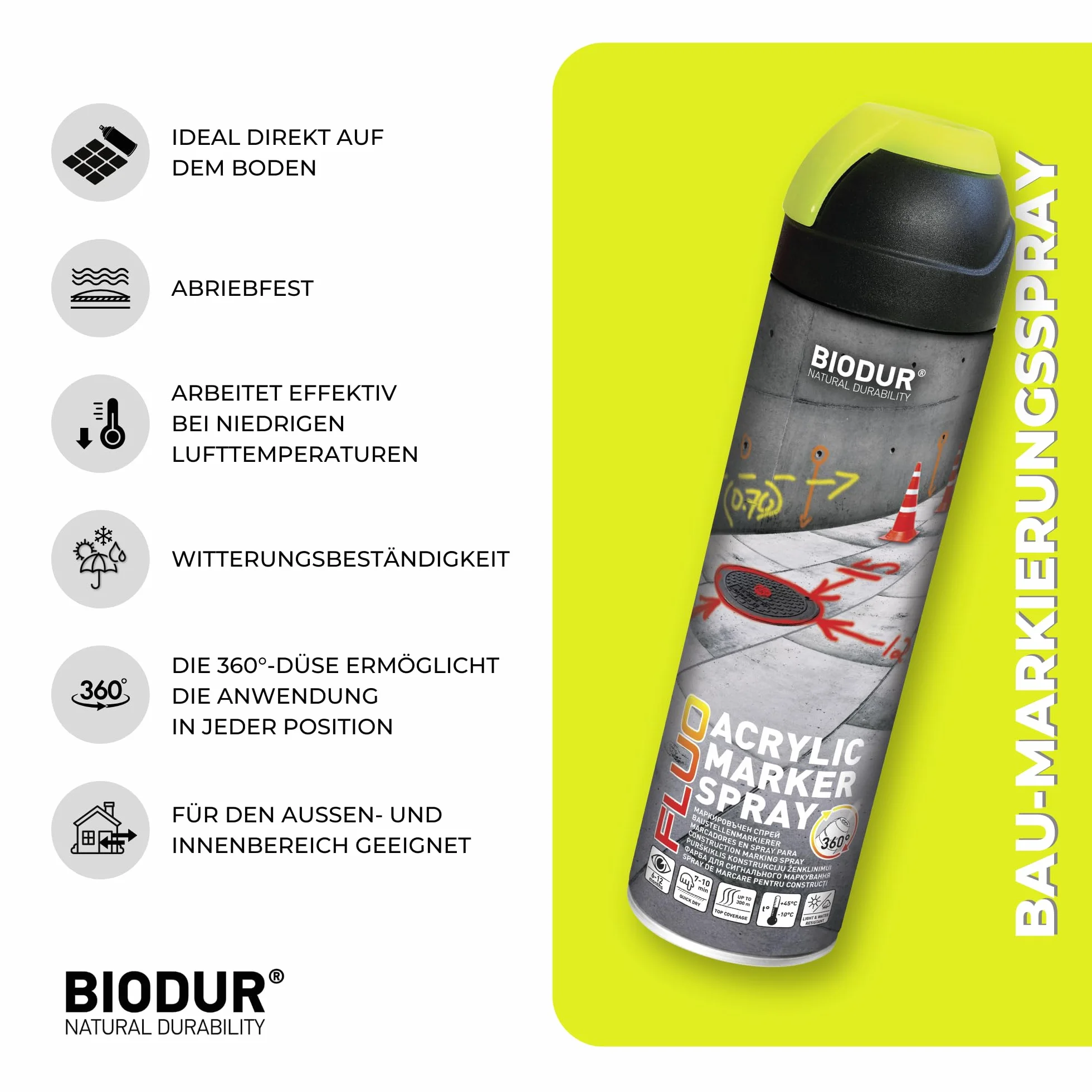 marker budowlany w sprayu 500 ml farba sygnalizacyjna farba do znakowania kolor żółty