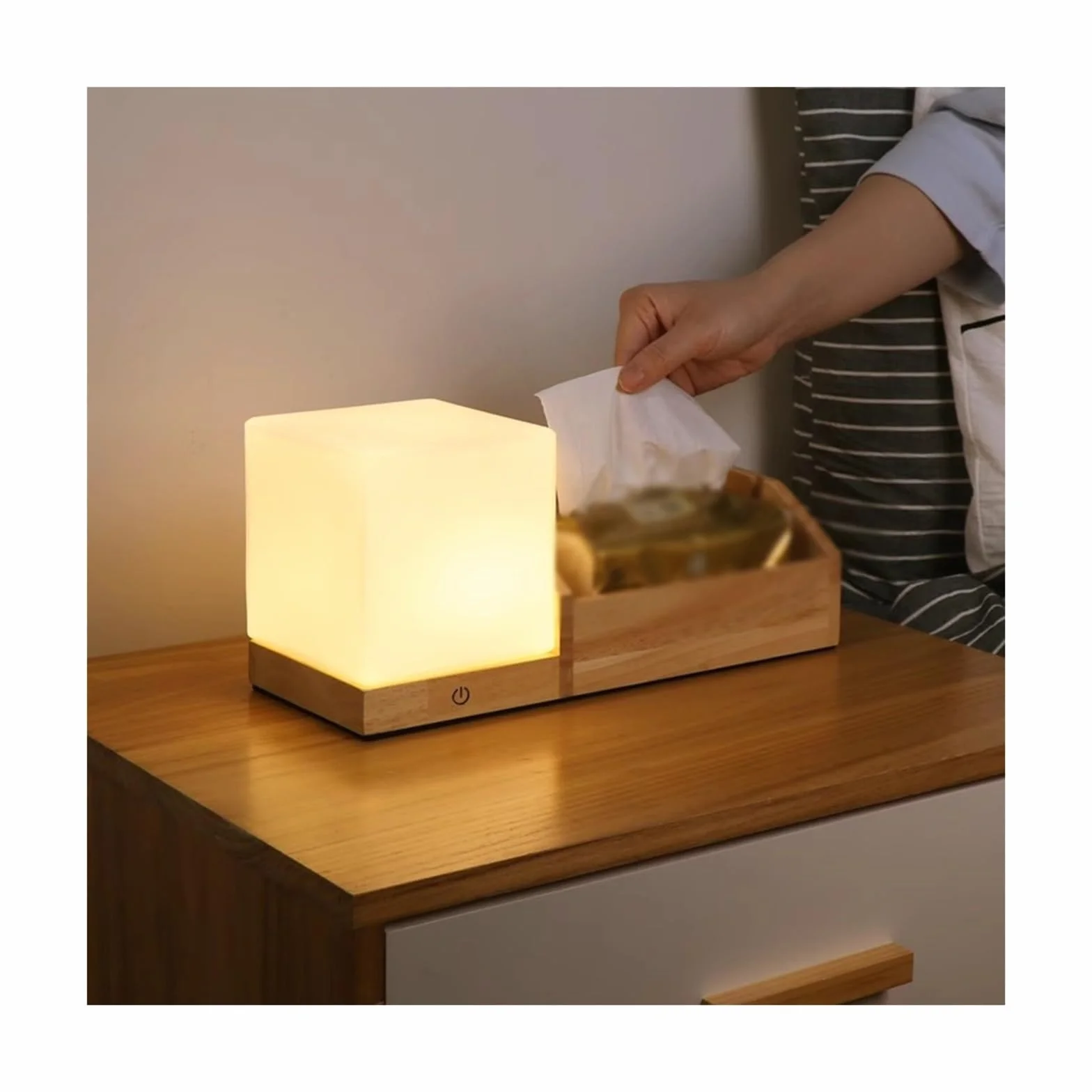 Lampki nocne Lampa stołowa Lampka nocna Lampka nocna Sypialnia Łatwe ładowanie Pilot zdalnego sterowania Wielofunkcyjne przechowywanie Drewniana szafka nocna w akademiku