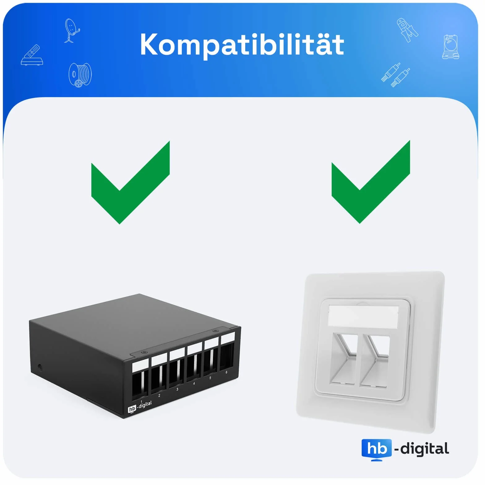 HB-DIGITAL Keystone moduł ze złączem F, gniazdo pozłacane, biały