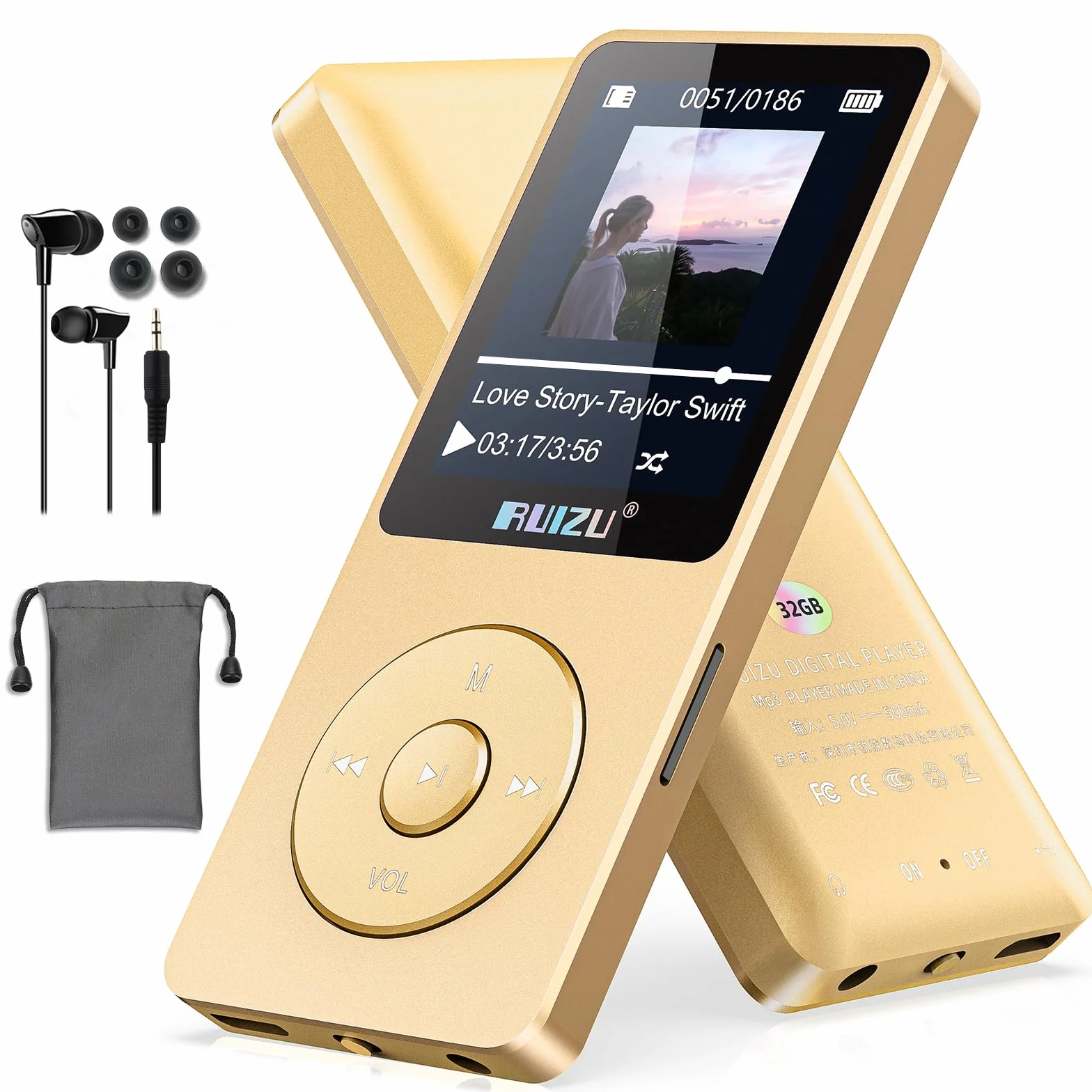 Odtwarzacz MP3 Bluetooth 5.3 64GB 1.8" ekran radio FM nagrywanie głosu 80H