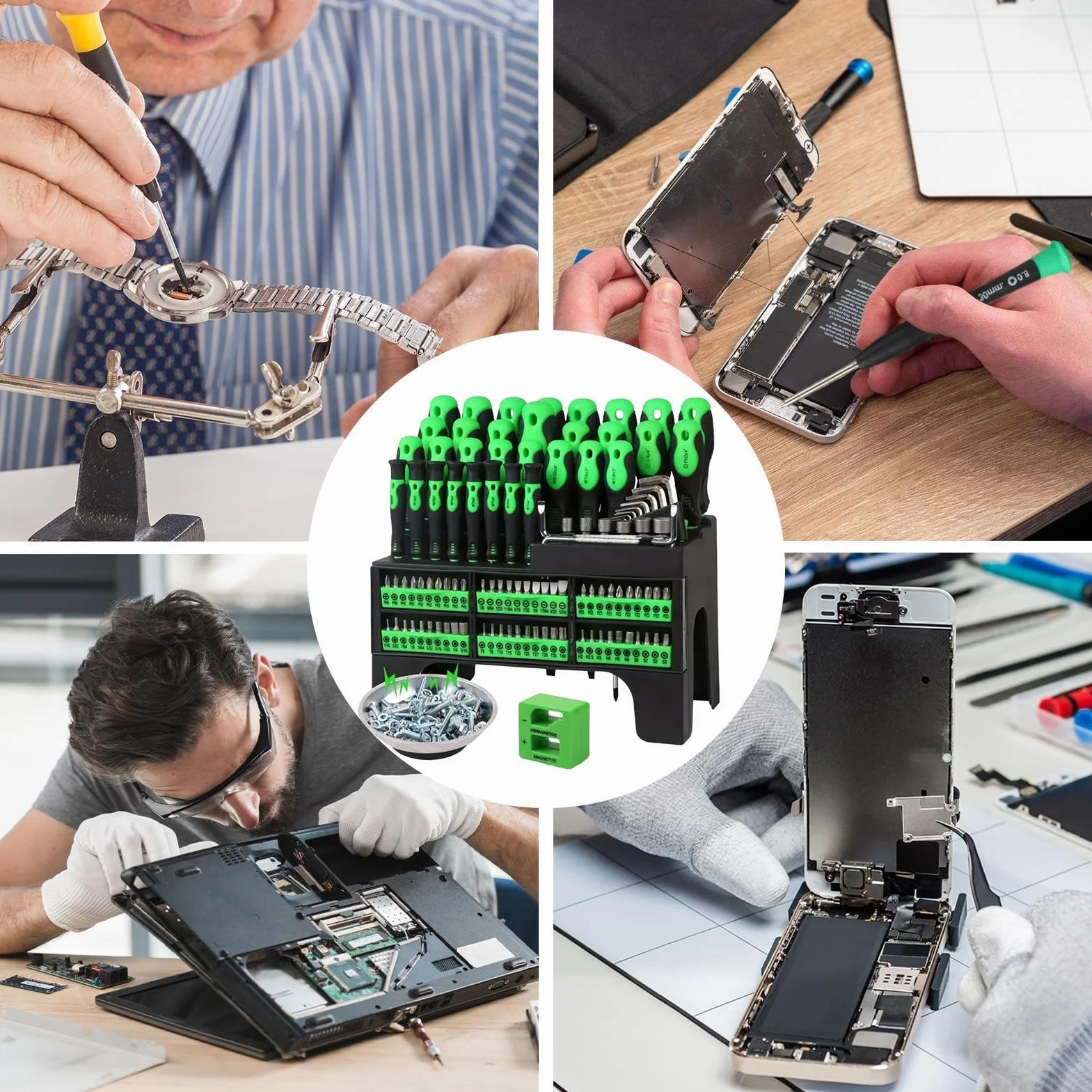 Zestaw wkrętaków precyzyjnych | Profesjonalny wytrzymały - precyzyjny zestaw wkrętaków magnetycznych, do napraw domowych, produkcji przemysłowej, instalacji elektrycznych, naprawy elektryków używanych