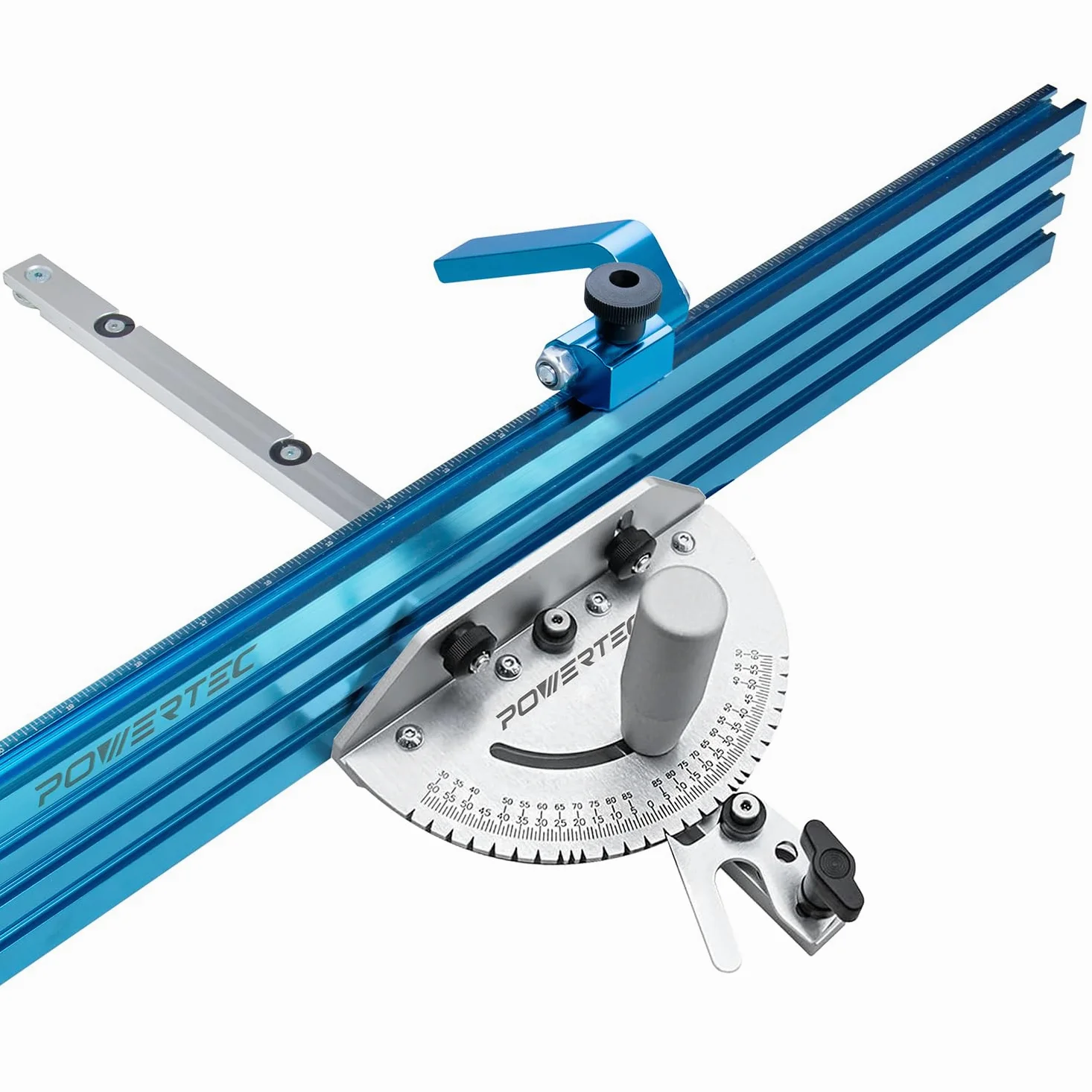 POWERTEC 71391 Precyzyjny system miernika ukośnego do piły stołowej 61 cm x 7,6 cm (24" x 3") wielościeżkowe ogrodzenie z 27 ogranicznikami kątowymi