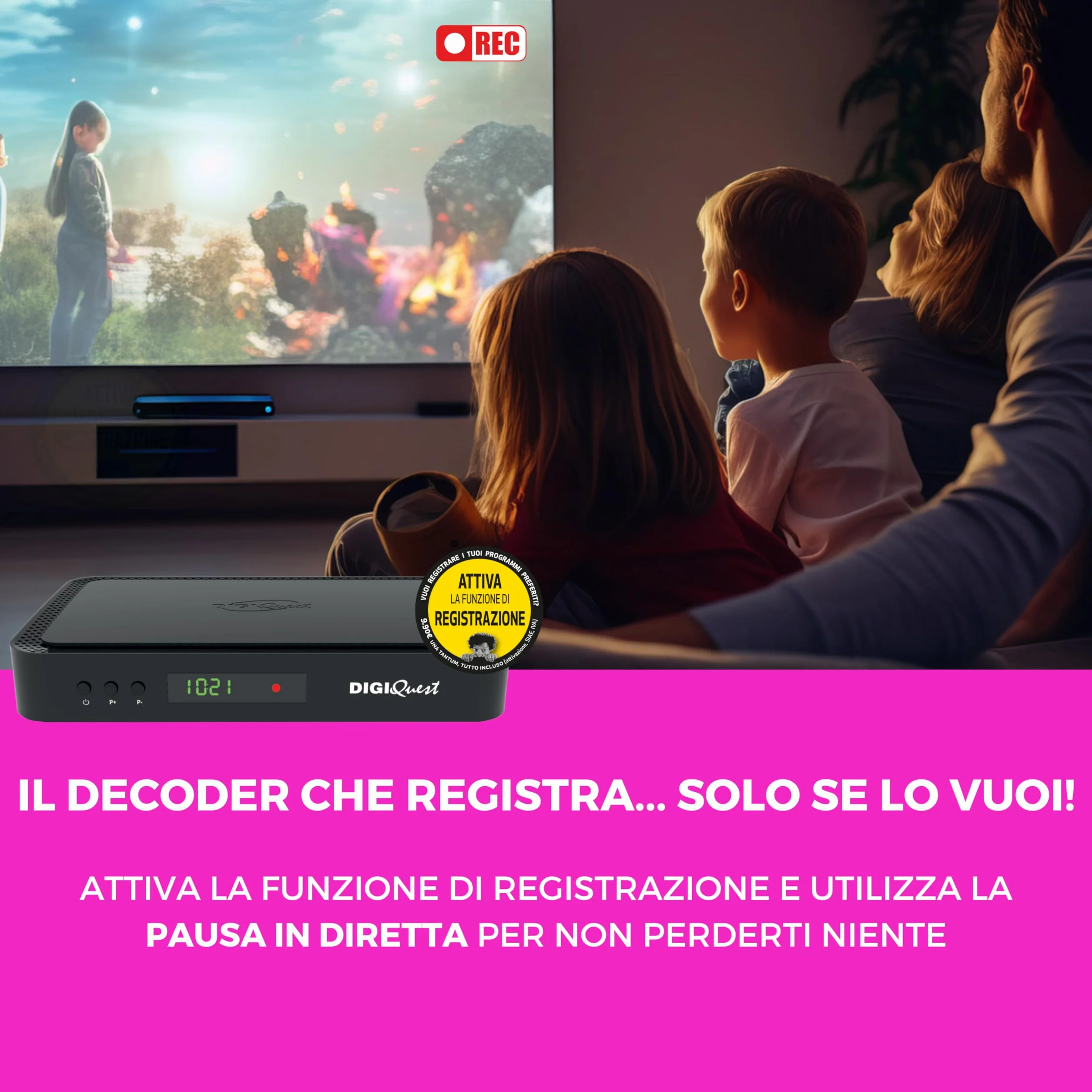 DIGIQUEST Odbiornik satelitarny tivùsat Combo 4K Q80 HbbTV podwójny tuner nagrywanie Mediaplayer pilot 2 w 1 Smartcard czarny