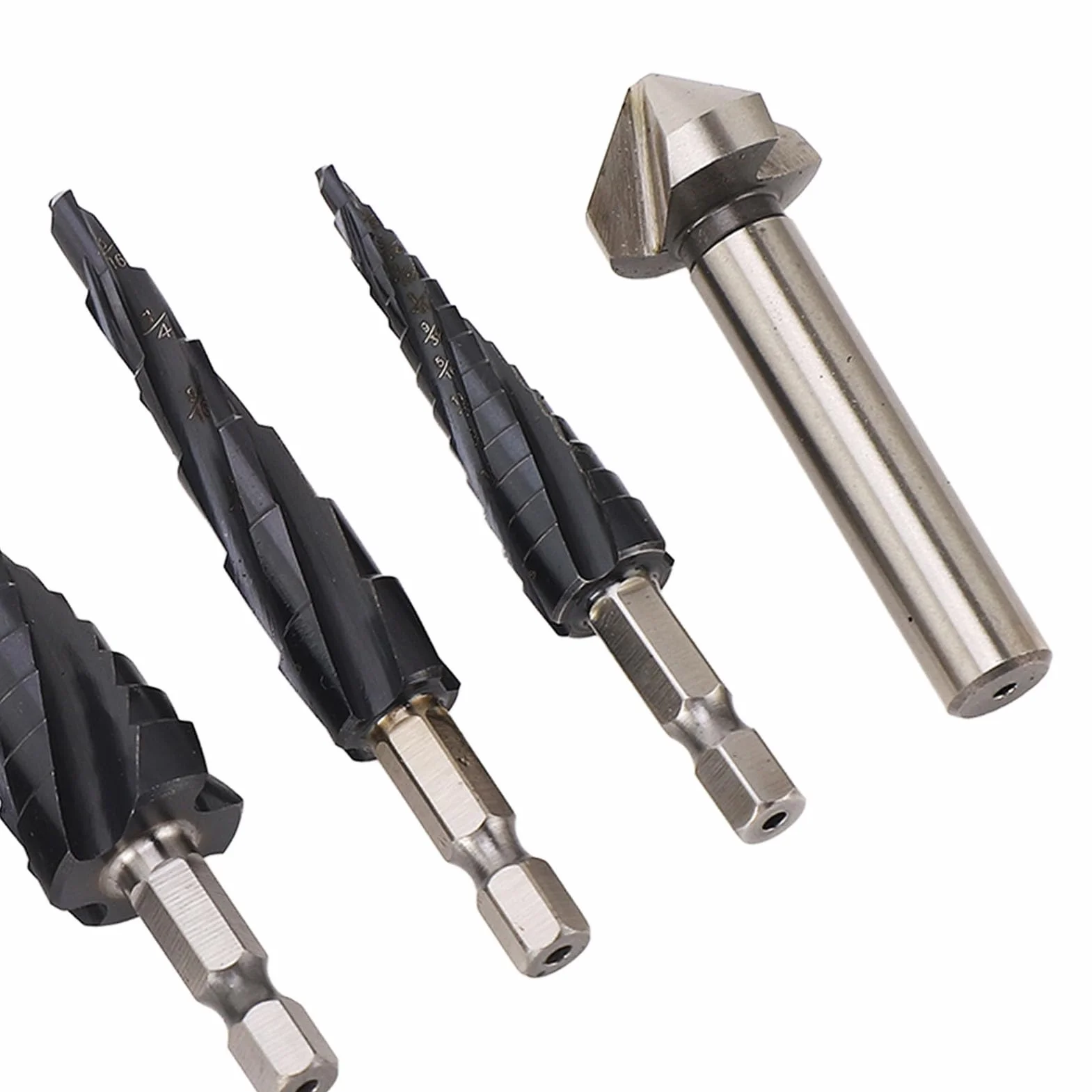 Aramox Zestaw wierteł Stopniowych M35 Kobaltowe Wiertła Stopniowe z 4 Ostrzami 1 4-calowy trzpień 6-częściowy Zestaw do Stali Nierdzewnej Metal Drewno Tworzywo Sztuczne Aluminium miedź