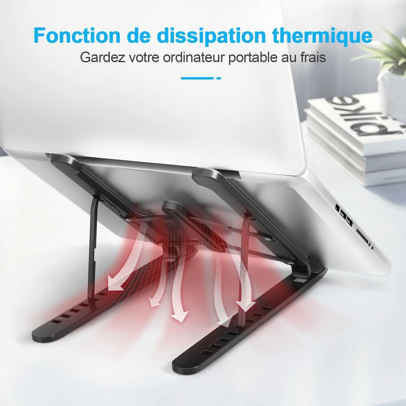 Stojak na laptopa, 8-poziomowy stojak na laptopa, antypoślizgowy silikonowy stojak kompatybilny z MacBookiem, Lenovo, HP, innymi laptopami 10" - 15,6"
