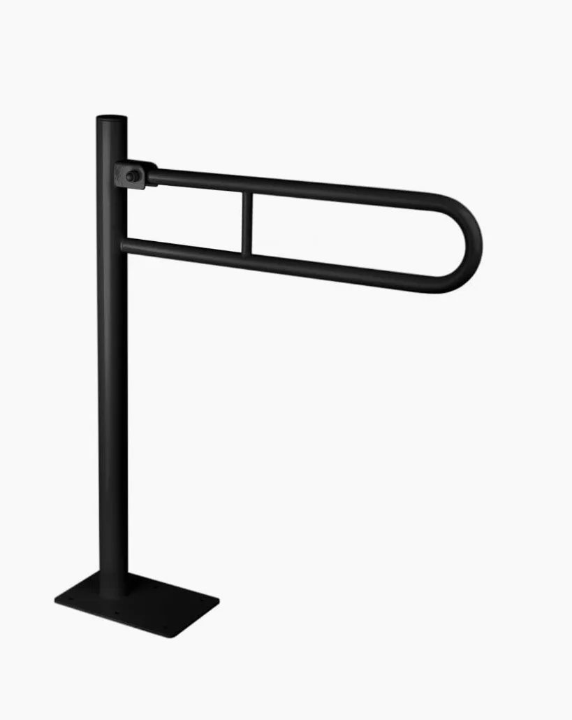 Składany uchwyt do montażu w podłodze 60 / 80 cm uchwyt podporowy uchwyt podporowy biały czarny (60 cm, czarny)