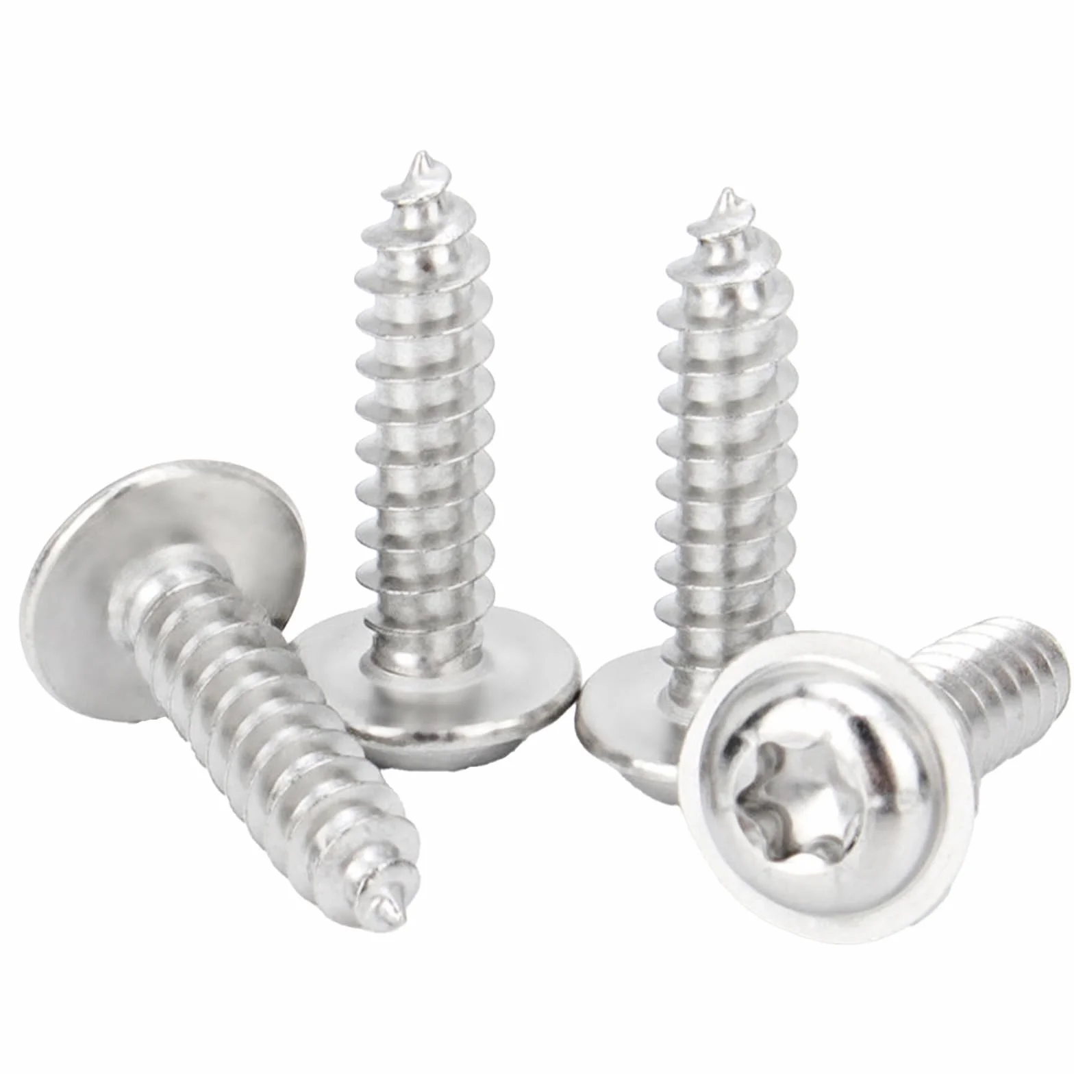 50 sztuk Śrub do Drewna M3x16mm Torx z Łbem Płaskim, Śruby do Blachy ze Stali Nierdzewnej z Łbem Płaskim i Podkładką, A2 V2A Nierdzewne, Samogwintujące