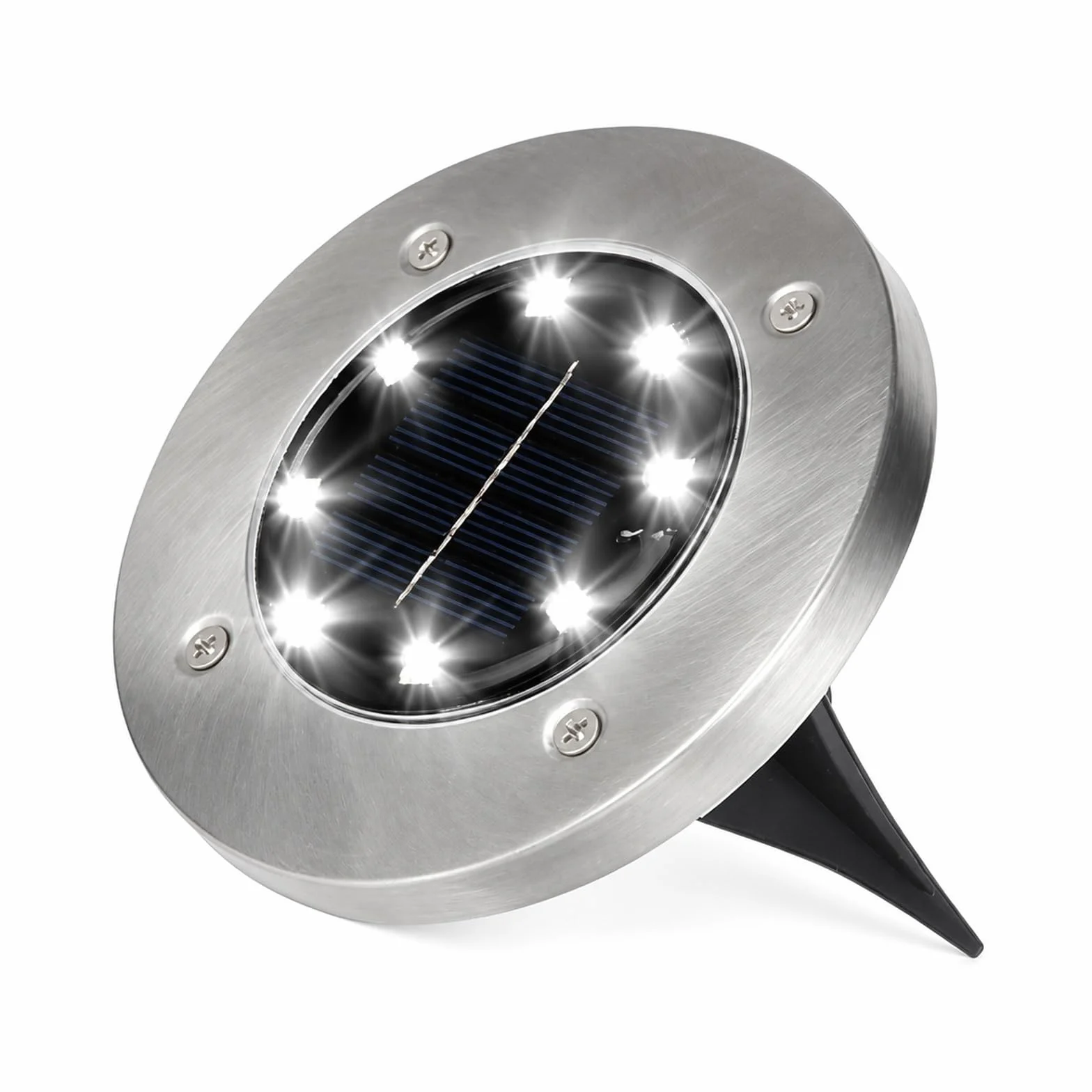 Lampy Solarne Naziemne, Solarne Lampy Gruntowe 8LED Zewnętrzne Ze Stali Nierdzewnej do ścieżki tarasowej(White,8PCS)