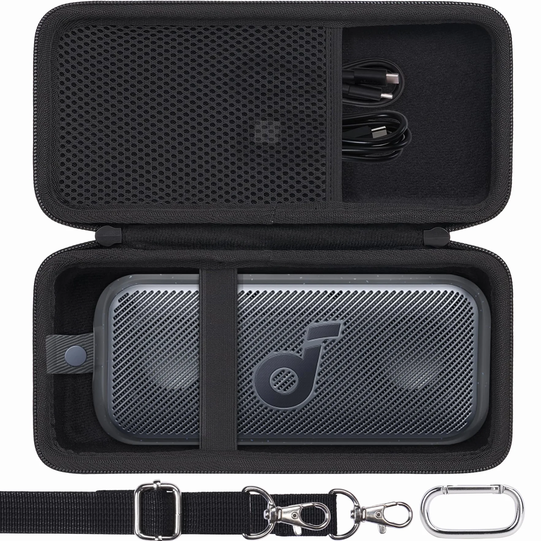 co2CREA Twarde etui podróżne do bezprzewodowego przenośnego głośnika Bluetooth Soundcore Motion 300 Hi-Res, tylko etui, Czarny, for Motion 300, Minimalistyczny